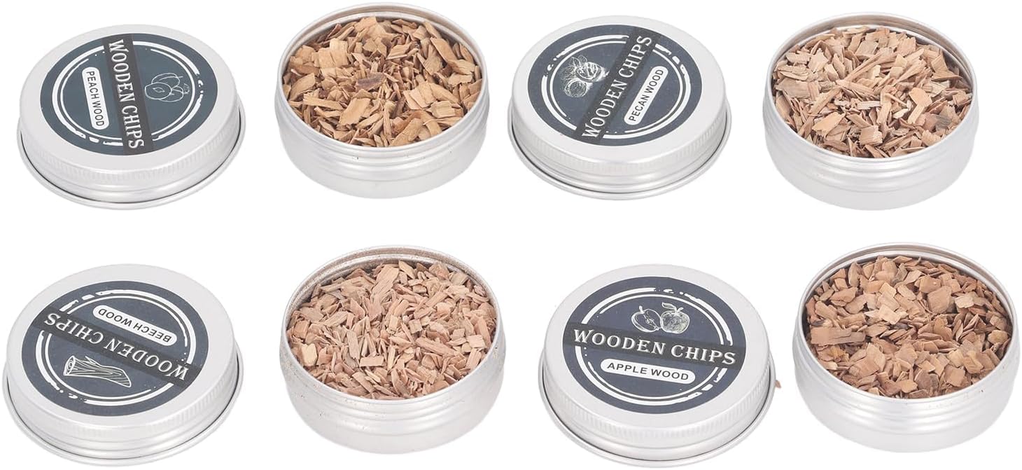 JCD 4 Flavors Wood Chips, Handcrafted Smoky Fuel to Enhance Flavor with Peach and Apple Wood for Cocktail Smoker