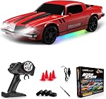 RC Drift Car 1:24 Remote Control Car 4WD 15KM/H High Speed Racing Sport Car with LED Lights RC Cars Toy Cars for Kids Boys Girls Adults Gifts Birthday Christmas Rechargeable Batteries (Red)