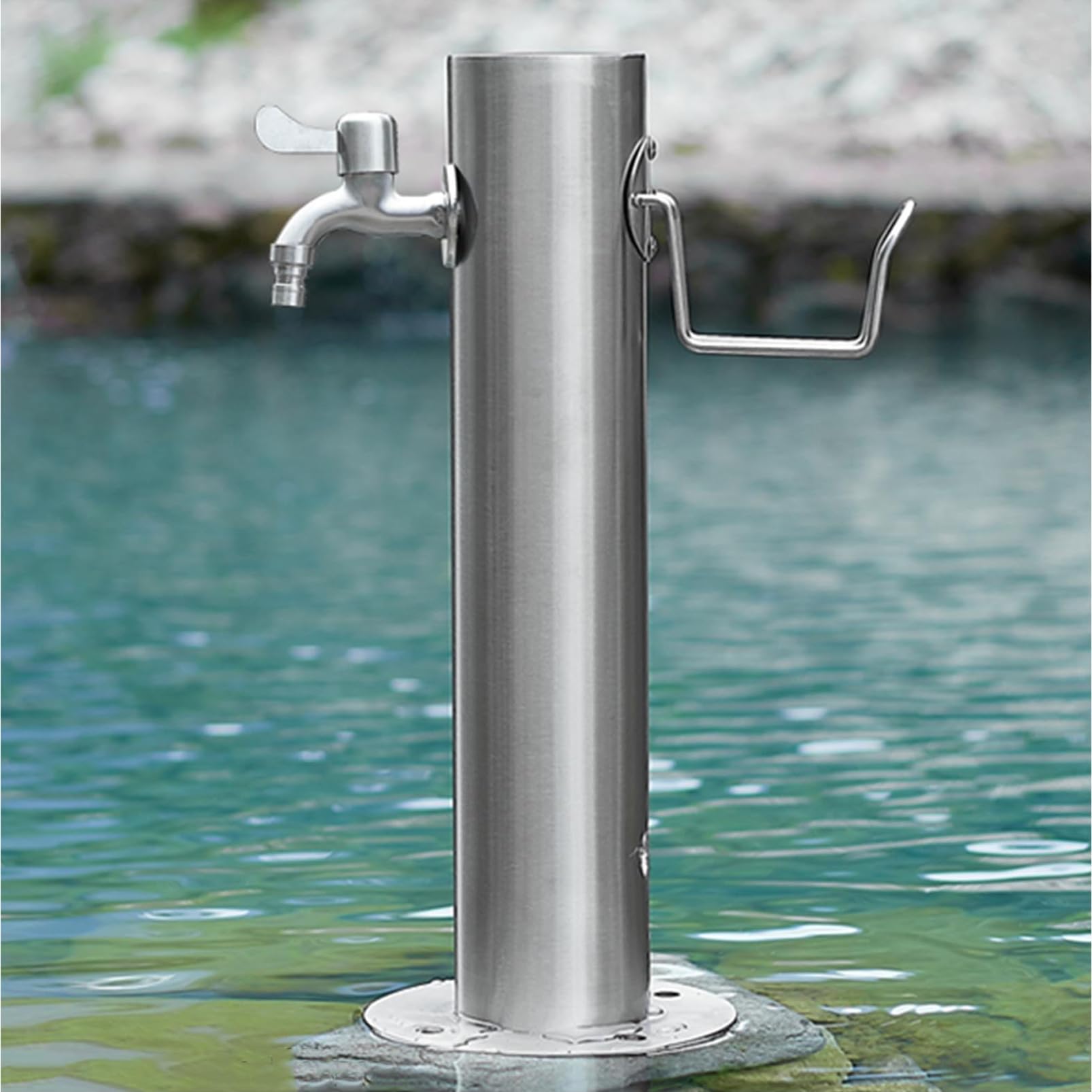 BHGFYXBS Garden Water Column Outdoor Faucet, Stainless Steel Cylindrical Vertical Garden Water Column, Vertical Faucet Hose Bracket For Lawn Irrigation And Cleaning,A-20.5CM×50CM