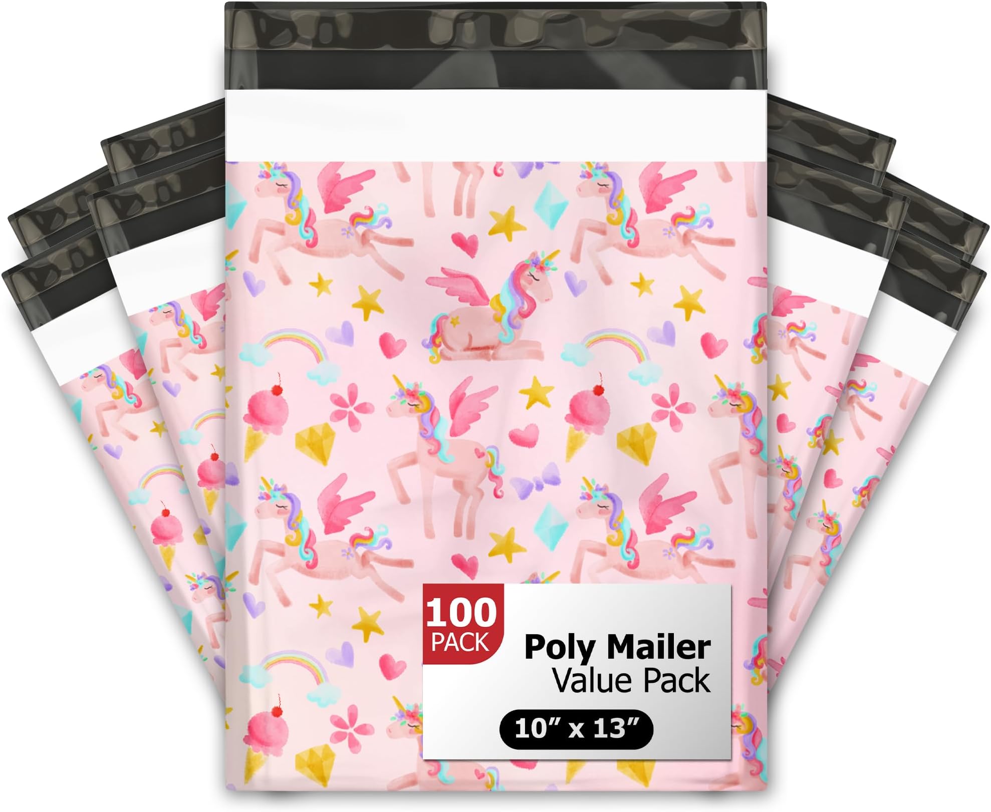 10x13 (100) Rainbow Unicorn Designer Poly Mailers Shipping Envelopes Premium Printed Bags