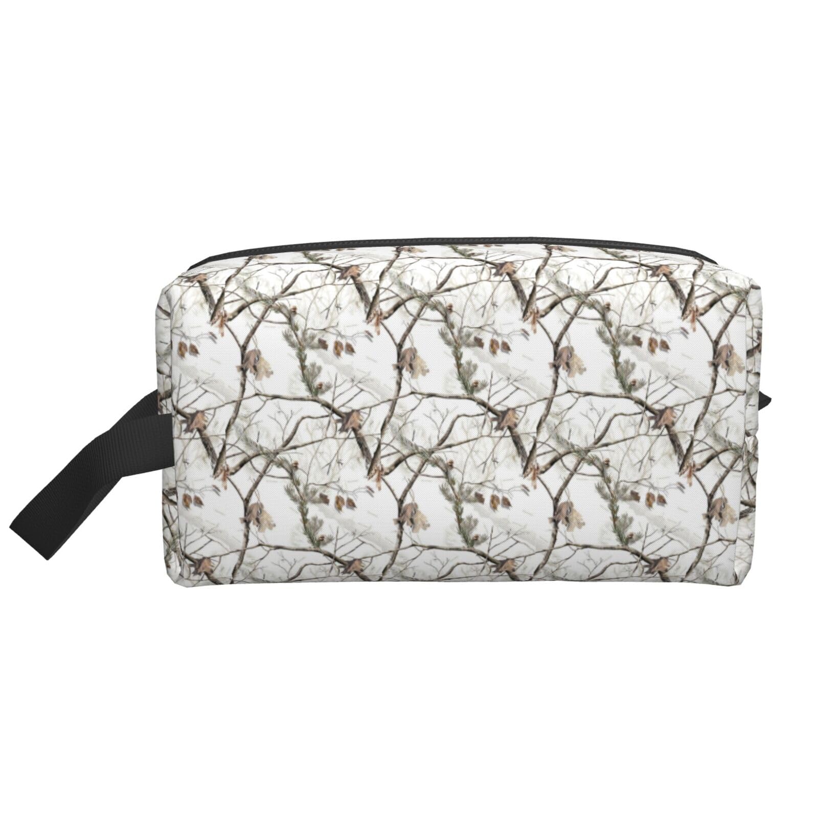 Ercgad Unisex White Trees Camo Print Large Capacity Travel Toiletry Bag Cosmetic Pouch Daily Storage Makeup Case