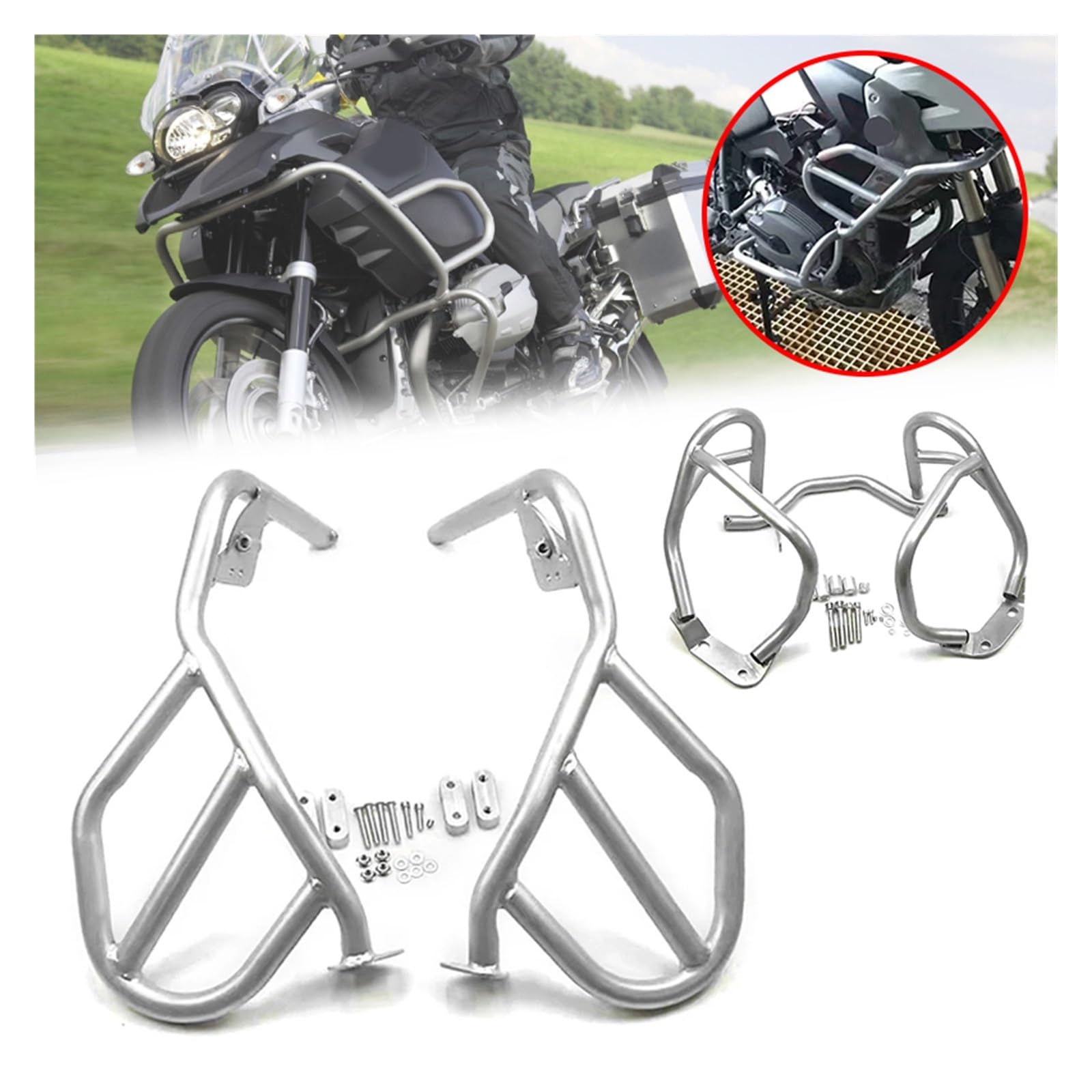 Pasuje Do BMW R1200GS 2008-2010 2011 2012 Motocykl Górna Lub Dolna Osłona Silnika Listwa Awaryjna Zderzak Kaskaderska Klatka Ochrona Motocykl Pasek Awaryjny(Silver-Upper Only)