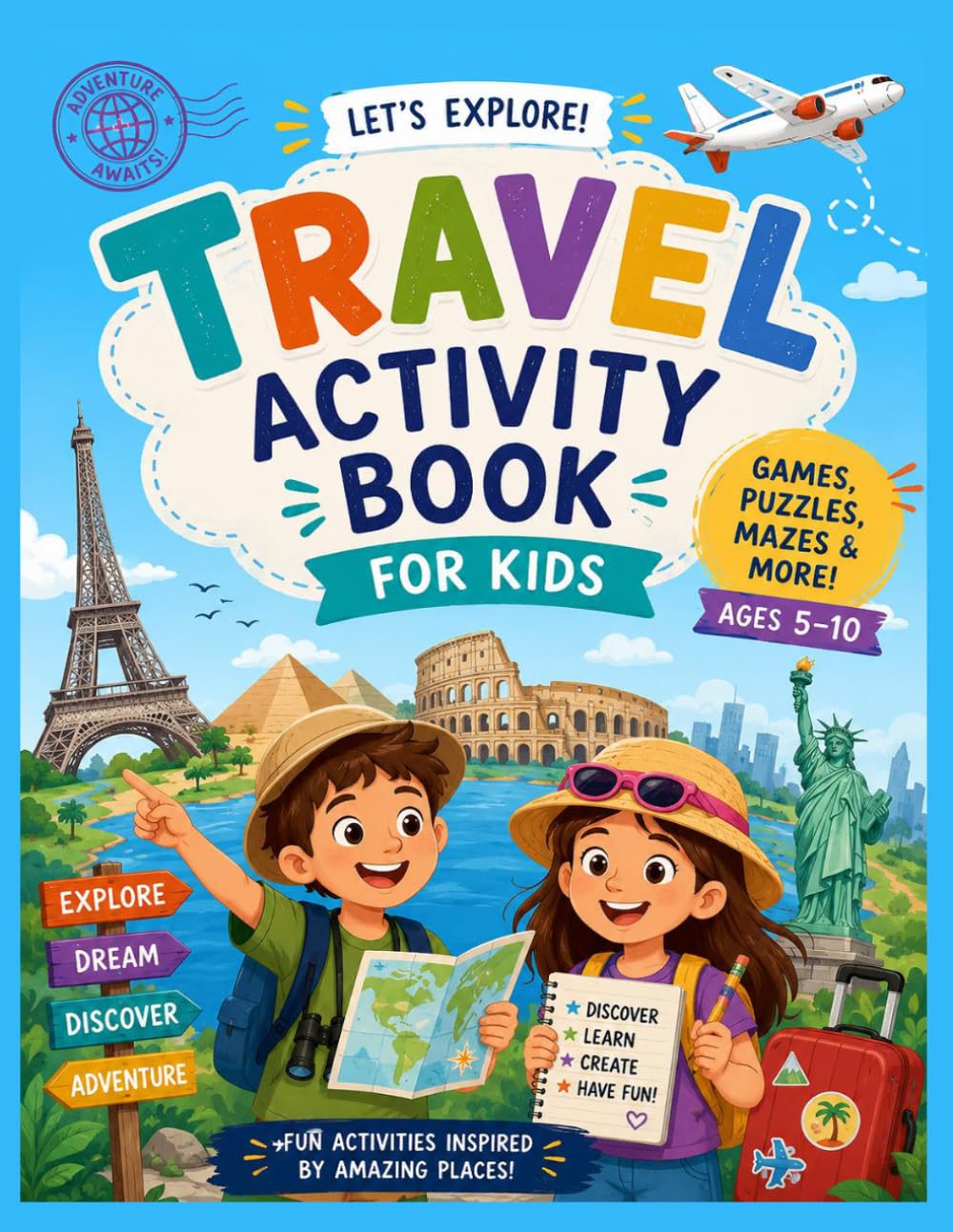 TRAVEL Activity Book for Kids Ages 5–10 – The Ultimate Road Trip Companion!