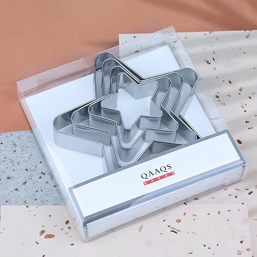 Miniatura 5 de Stars - Juego de cortadores de galletas grandes de 5 pulgadas, 4 pulgadas, 3 pulgadas, 2 pulgadas, moldes redondeados de forma de estrella de