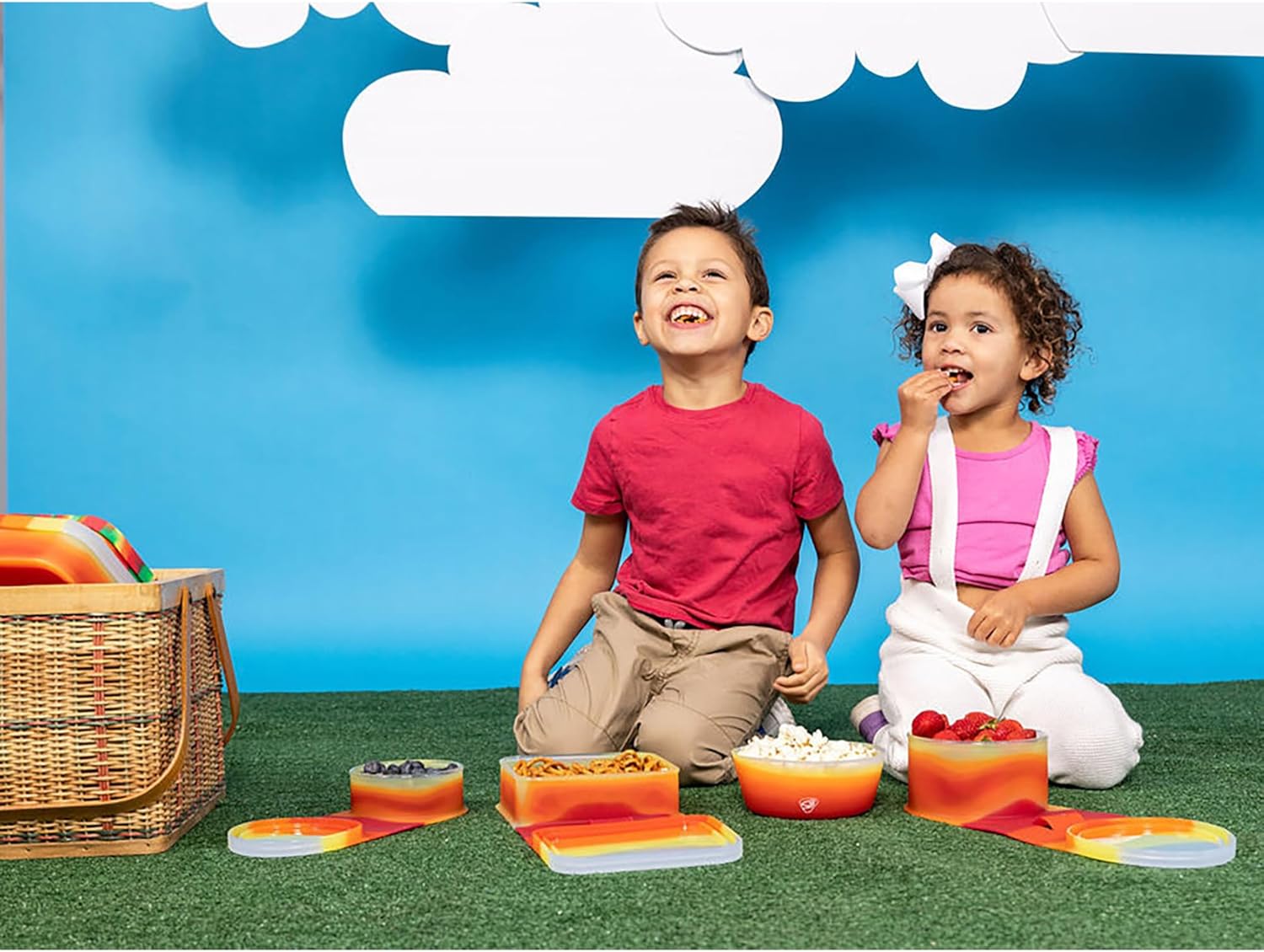 Silipint: Silicone Go Go Bowls: 2pk Sandwich Box - Marigold - 25oz - Unbreakable, Dishwasher-Microwave-Freezer-Oven Safe, Food Storage Containers