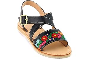 9” Black Model 805 Embroidered Mexican Leather Sandals