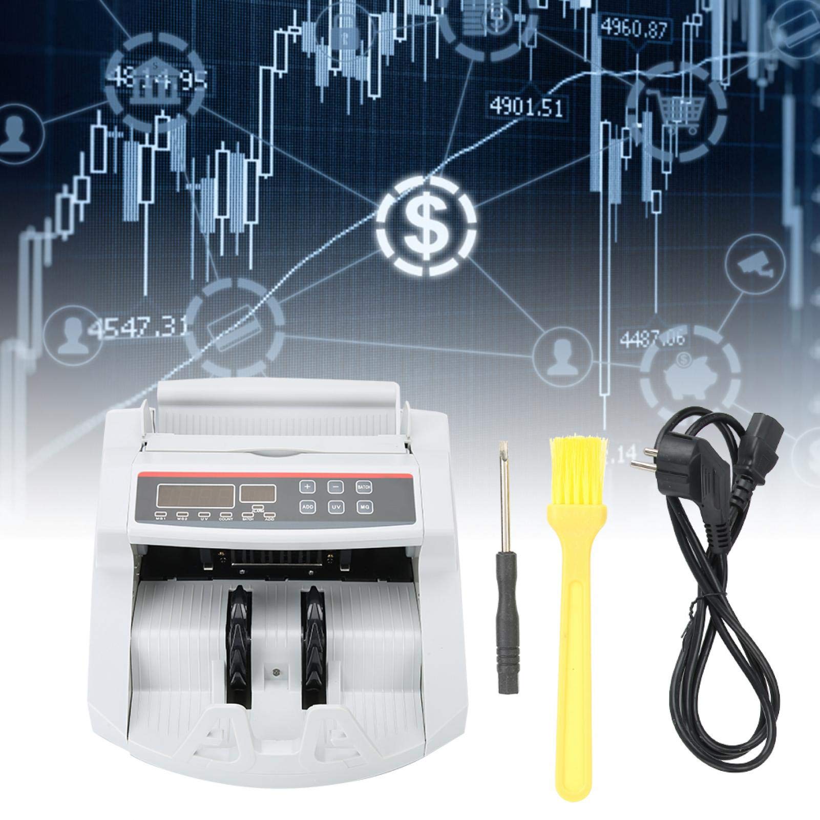 Mini Rilevatore di Banconote, Portatile Intelligente Rilevamento Banconote Contraffatte con Display LCD, Ergonomico Automatico Soldi Falsi Valuta Contanti Checker per USD/EUR/Rupia