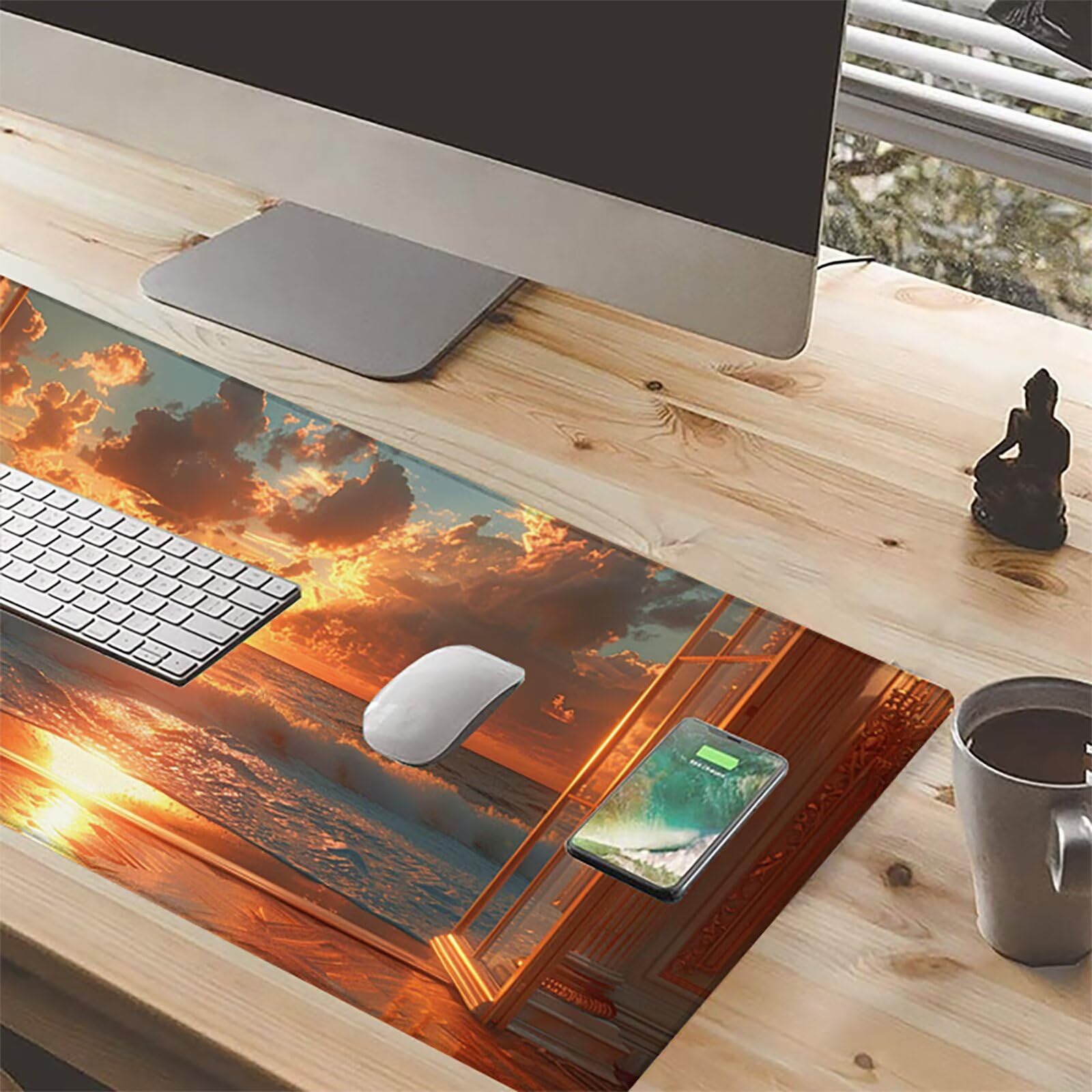 Amanecer Alfombrilla Ratón Gaming XXL 1500 x 800 mm, Alfombrilla Gaming Amarillo Mousepad con Base de Goma Antideslizante, Impermeable Desk Mat para Teclado y Raton, Accesorios Gaming, Regalos I-2