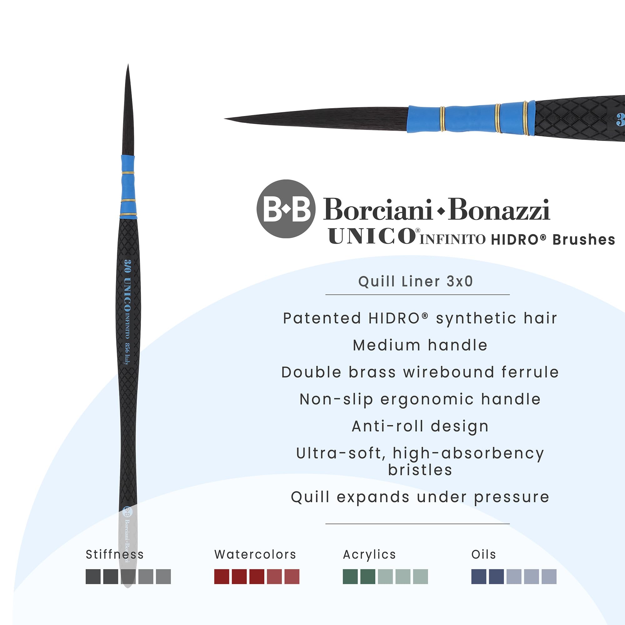 PENNELLO Mis. 3/0 s. 856 UNICO INFINITO " LINER " SINTETICO HIDRO CON LEGATURA