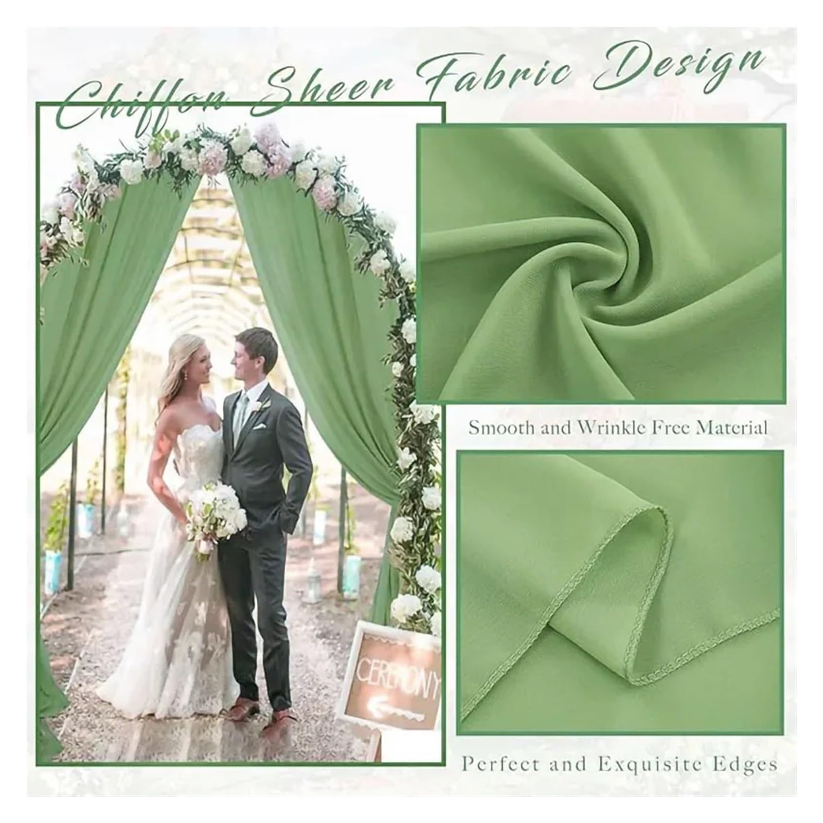 Transparenter Drapierstoff für Hochzeitsbögen, Brautzeremonie, Hintergrund, Deckendekoration, 70 x 300 cm, elegante Veranstaltungsdekoration, 2 Stück
