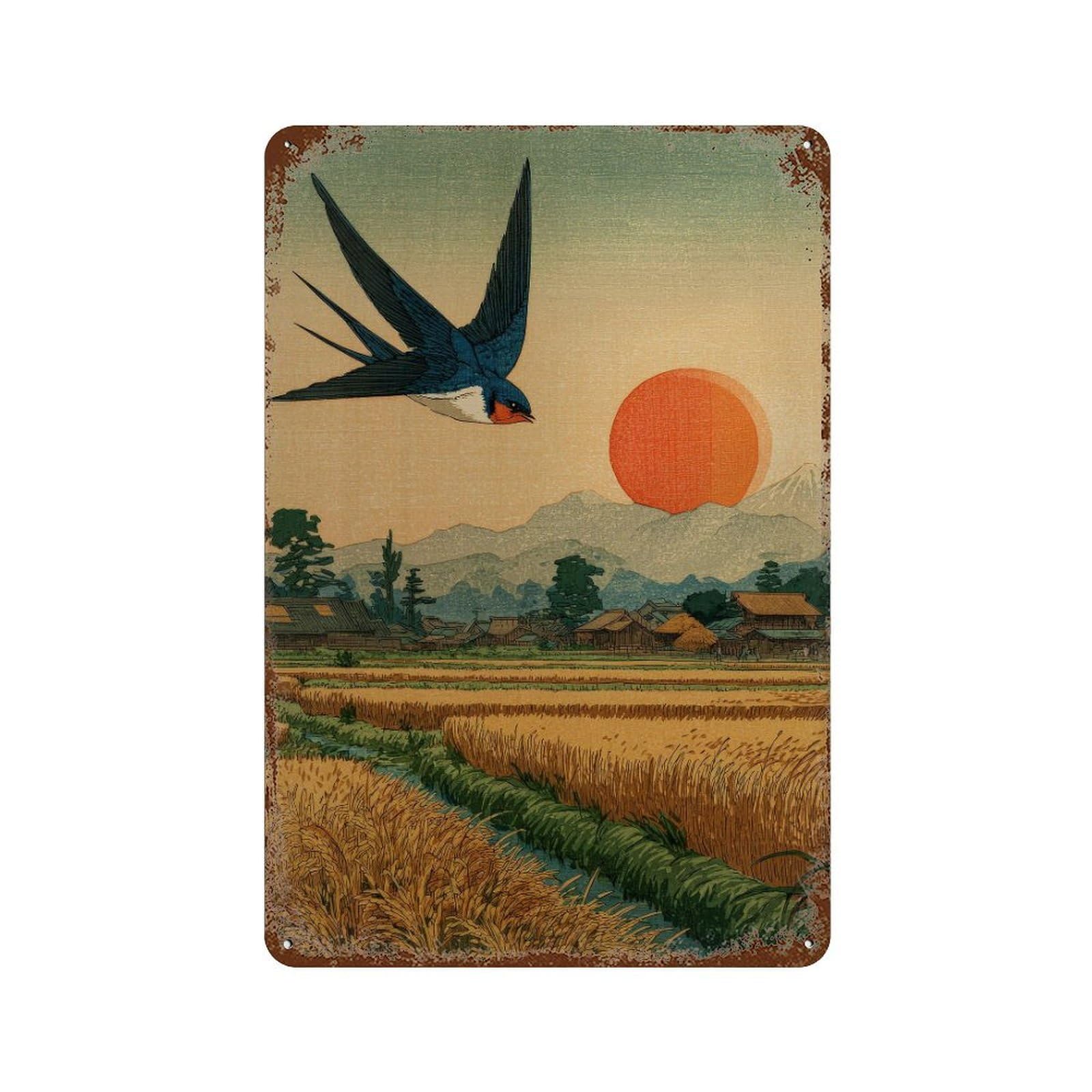 xiaoxiaoshen Sow Bird. Traditional Japanese Ukiyo Wall Decor Art Metal Tin Poster Modern Home Decor Art Home Bar Shop Decorations Vintage Sign 30x20cm