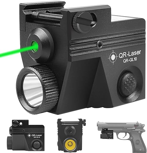 QR-Laser Green Laser Sight with 500 Lumens Tactical Flashlight, Magnetic USB Rechargeable Gun Light Combo for Picatinny Rail, Strobe Function for