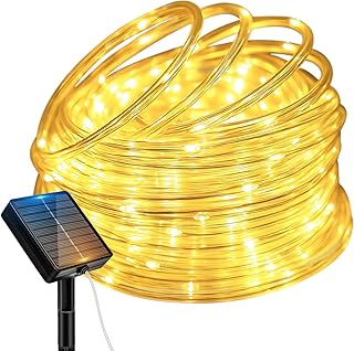 btfarm Solar Lichterschlauch Aussen Wetterfest, 10M 100 LED Lichtschlauch Outdoor IP65 Wasserdicht, 8 Modes Lichterkette Außen Solar für Garten Terrasse Zaun Hof Weihnachten Party Deko, Warmweiß