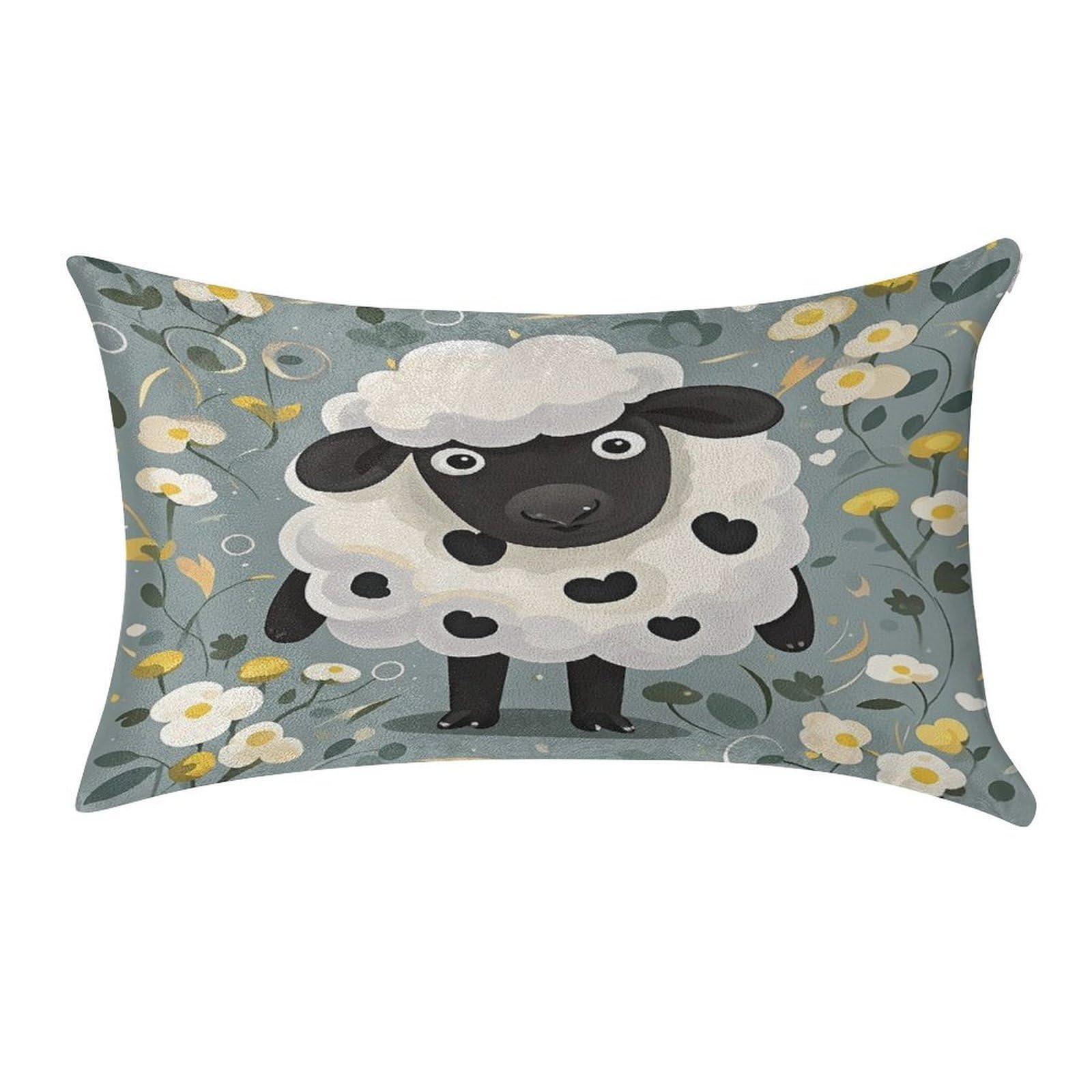 FekiLoot Cartoon Black White Sheep Pillow Covers Luxury Velvet Oblong Pillowcases Rectangular Throw Pillows Case Decorative Velvet Cushion Covers Ultra Soft Lumbar Pillow Shells 12 X 20 in