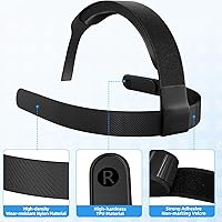 Vista 4 de Correa para la cabeza para auriculares 0culus Quest 2, correa de cabeza ajustable VR con 4 tapas de agarre para el pulgar del controlador - blanco