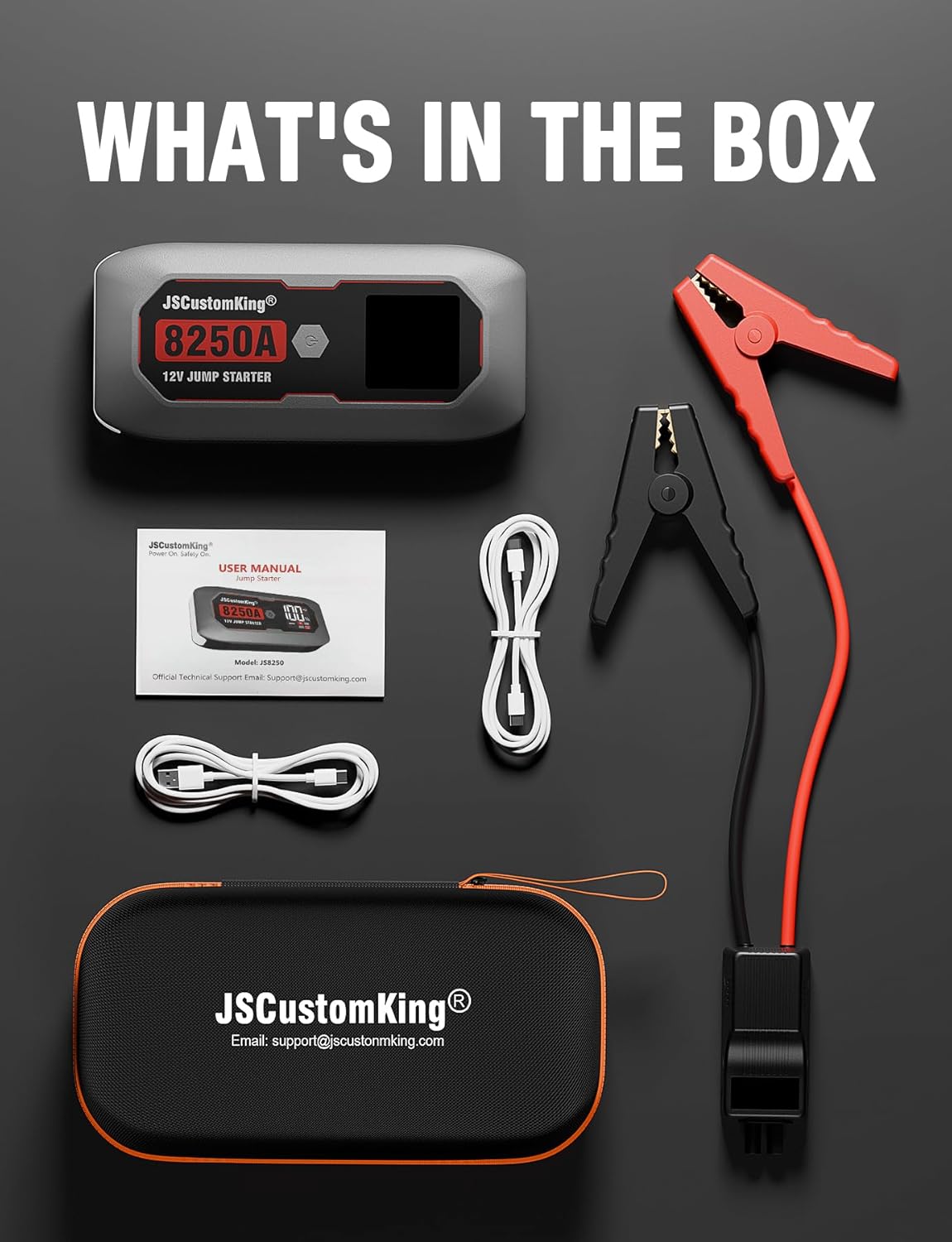 8250A Jump Starter Battery Jump Starter Battery Pack (for All Gas or 10.0+L Diesel), 12V Potable Heavy Duty Car Jump Start with 3.2 inch HD Screen, 2 USB Power Bank 48-Months Stand-by Time - Image 9