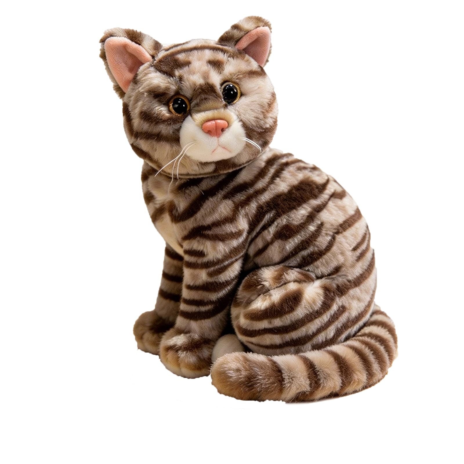 ZBELLO Realistic Cat Plush, 26cm Simulation Sitting Cat Soft Toy, Kitten Plush Toy, Cuddly Cushion, for Cuddling and Playing, Gift For Boys and Girls (Silver tabby)