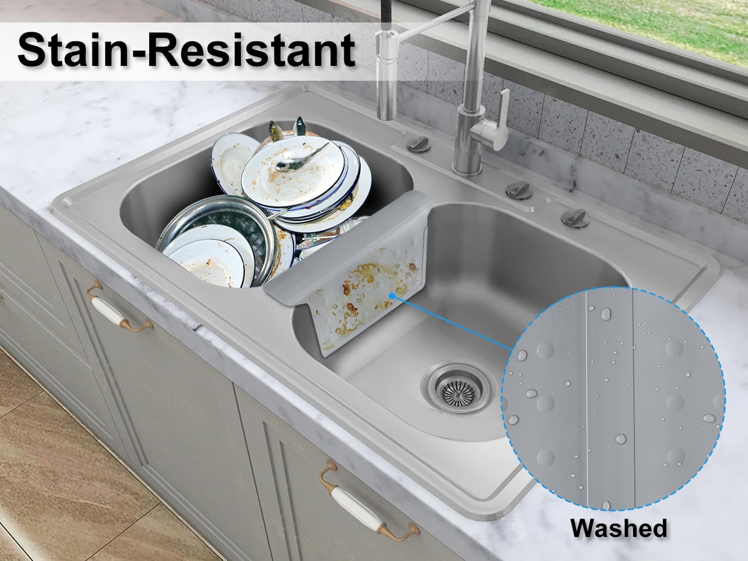 Sink Saddle, Divider Protector Mat, Kitchen Sink Mat, No Smell, No Stains, Ultra Soft, 13.46" x 11.5"