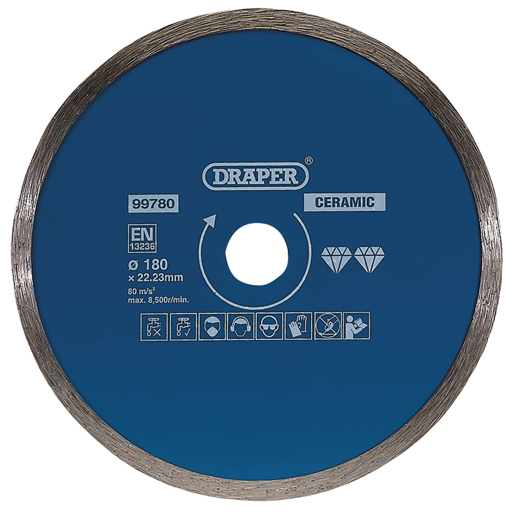 DRAPER 180MM X 22.2MM CONTINUOUS RIM DRY & WET DIAMOND CUTTING DISC 99780