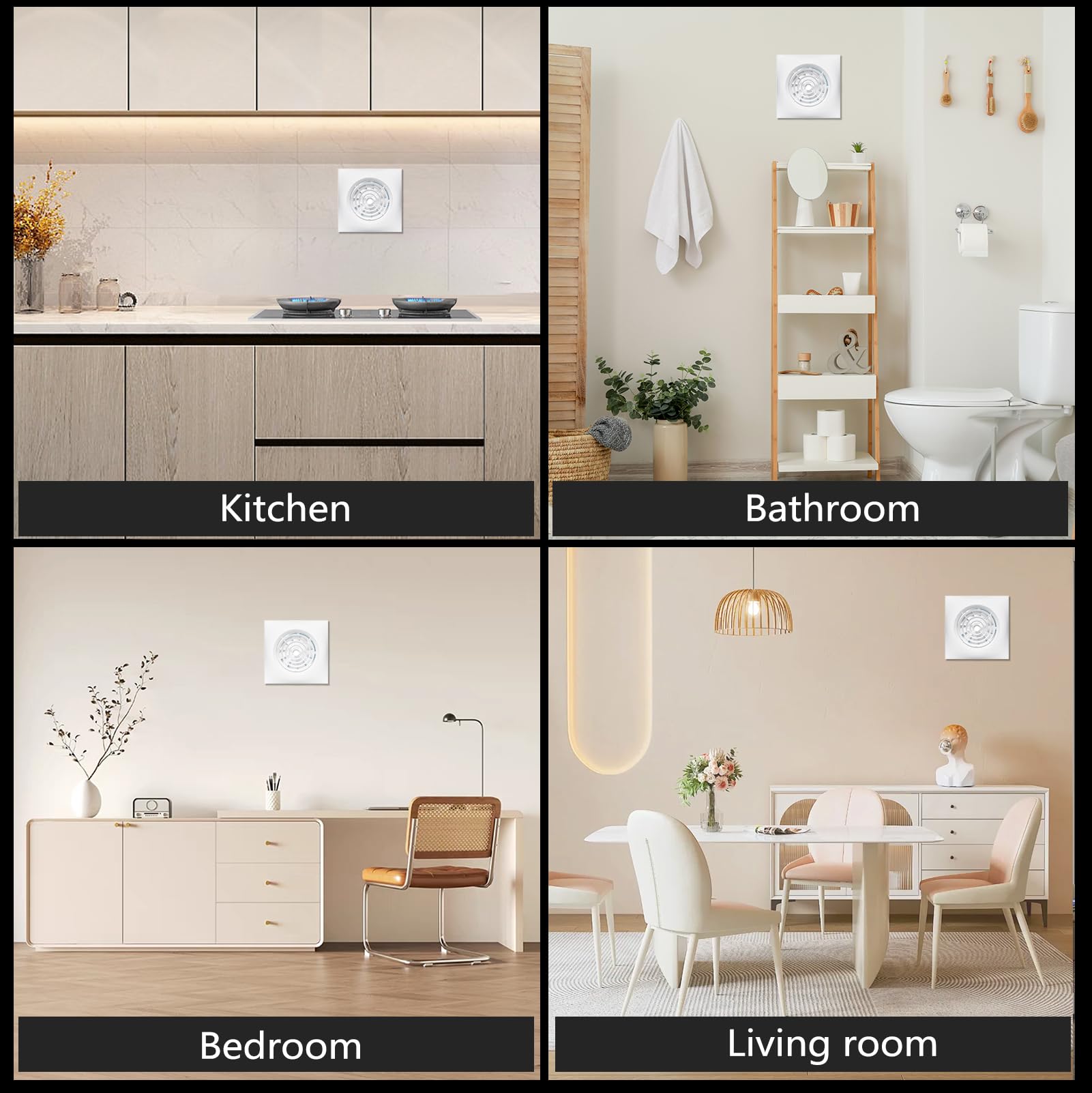 Hon&Guan 100 mm Badlüfter mit LED Licht & Feuchtigkeitssensor & Timer, IP45 Leise Abluftventilator 10.1 W, Effizienter 95 m³/h Badezimmer Lüfter Wandventilator für Bad, WC, Dusche, Weiß, IP45, 32dB