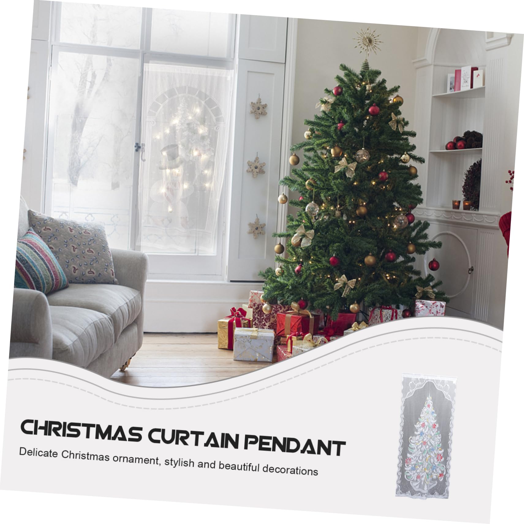 Alipis 5 Sätze Weihnachten Leuchtende Vorhänge Quaste Verdunkelungsvorhänge Beleuchteter Weihnachtsvorhang Fenster Led Solar- Ornamente Weihnachtsschmuck Gardinen Für Weiß Polyester