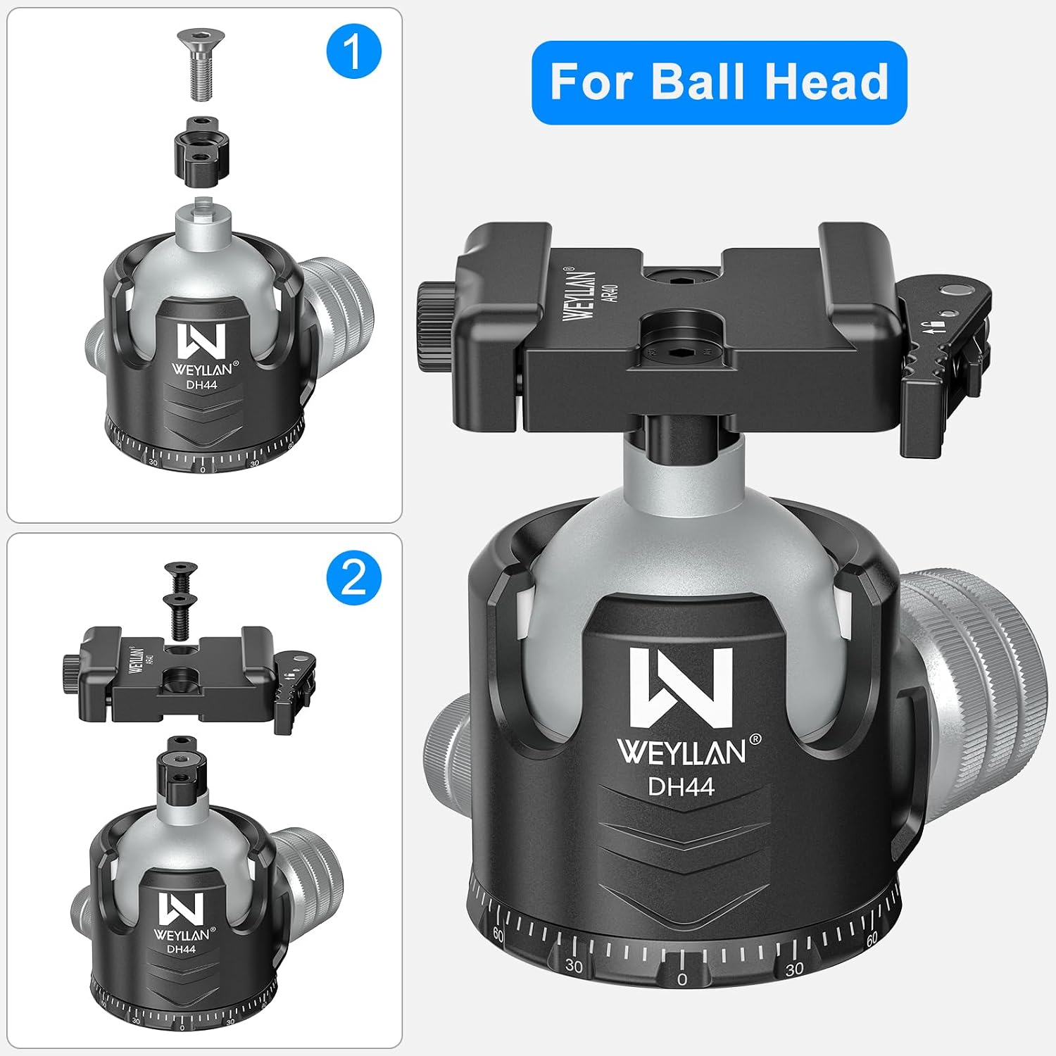 WEYLLAN AR40 Arca-Swiss Clamp Kit with Lever Release for Atlas & Harris Bipods, 6061-T6 Aluminum Arca Quick Release Adapter Mount for Ball Head, Tripod, Monopod