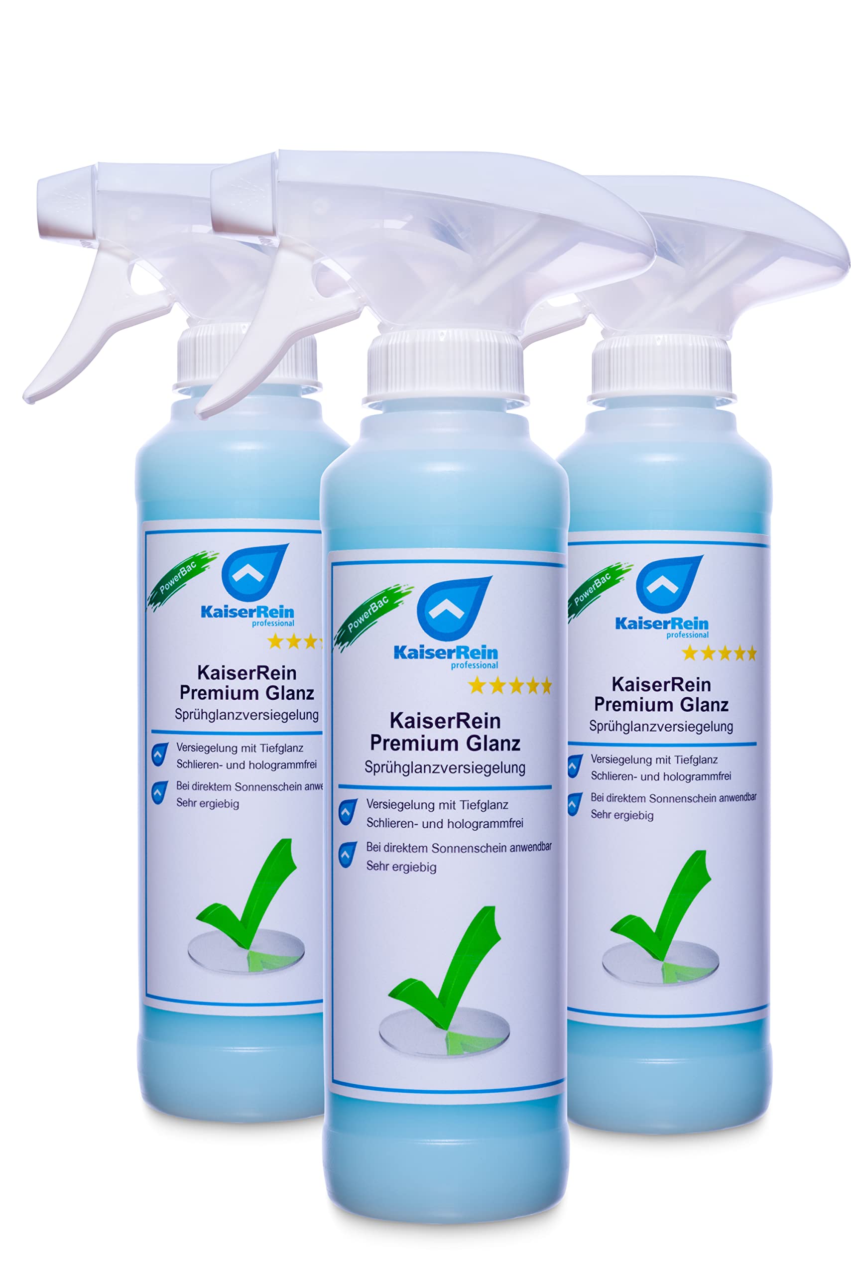 KaiserRein Universal Premium Glanz Versiegelung 3x 250 ml Glasversiegelung, Sprühglanzversiegelung, Kunststoffversiegelung, Schnellkonservierung, Lackversiegelung Dusche Auto Fenster