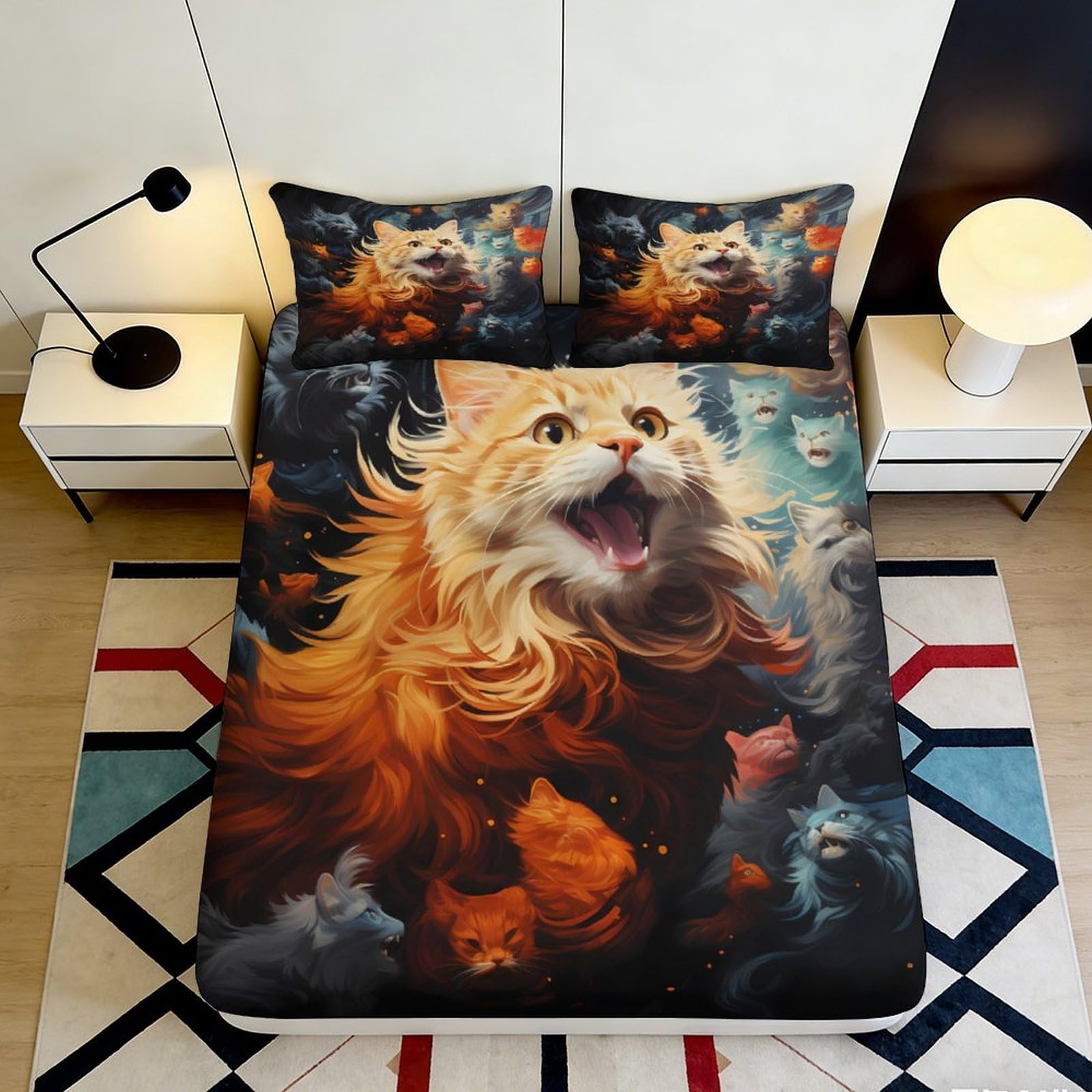 3D Printed Majestic Lion Fitted Sheet Microfiber Soft Breathable Fantasy Forest Mattress Cover Bedroom Decor 90x200x25cm