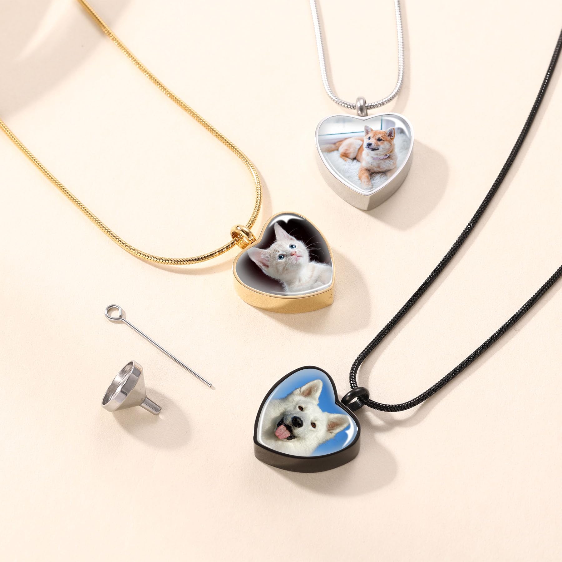 MeMeDIY Personalizzato Cuore Orma di Zampa Ceneri Urna Pendente Collana Personalizzato Nome/Foto/Data per Donna Uomo Animale Domestico Amante Memoriale Cane Gatto Ricordo Dell'animale Domestico
