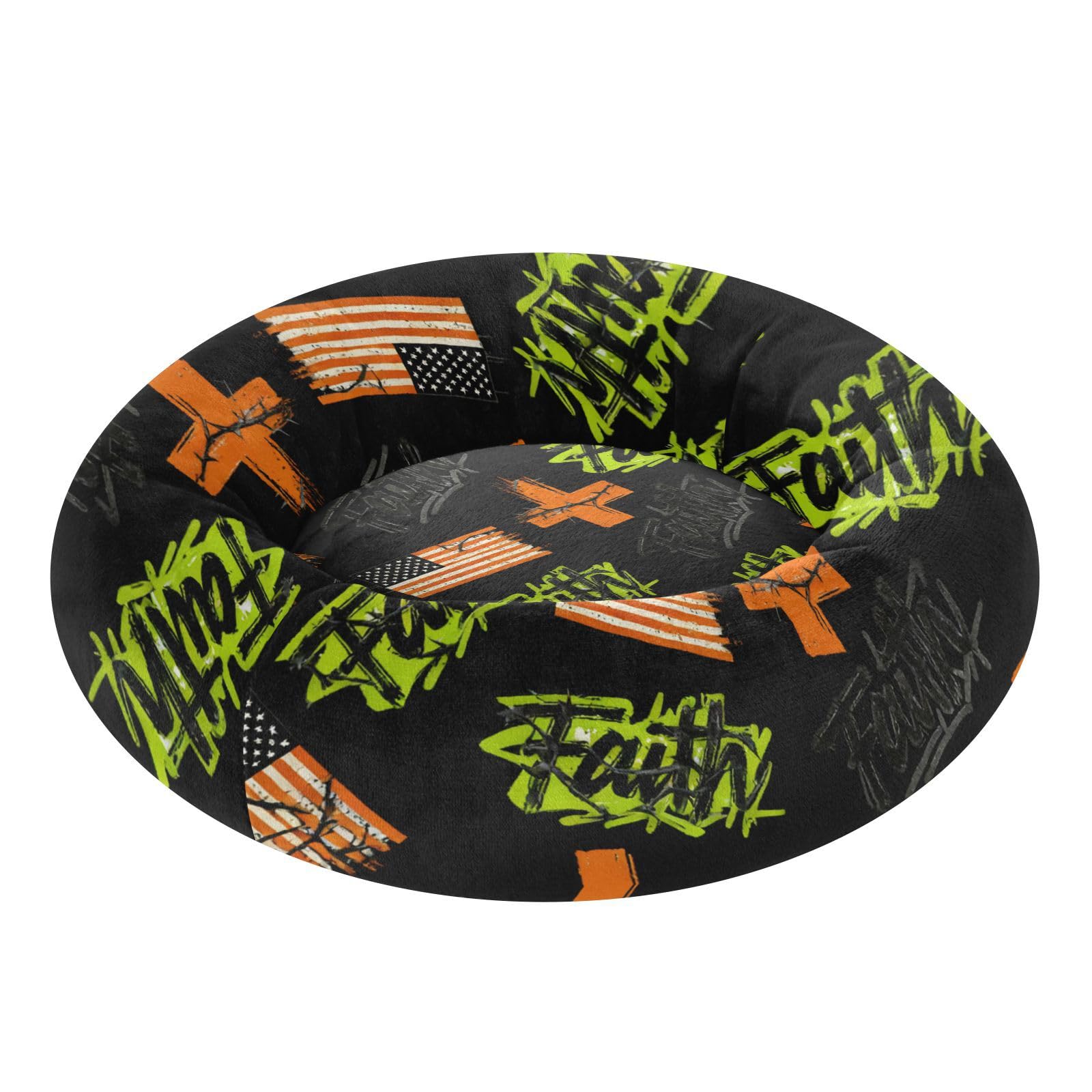 Lit pour chat Faith M vert fluo et noir panier douillet