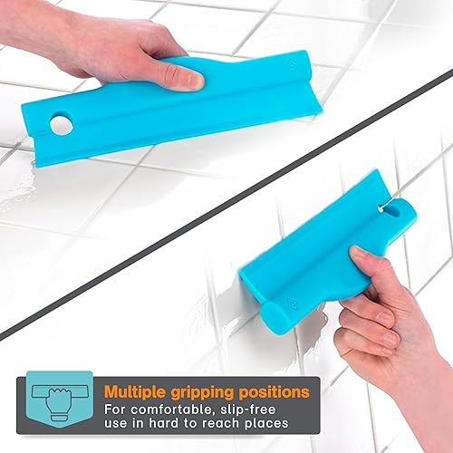 Miniatura 5 de Polder Swipe - Escobilla de goma (verde azulado) para ducha, azulejos, espejo y ventanas, fácil de almacenar