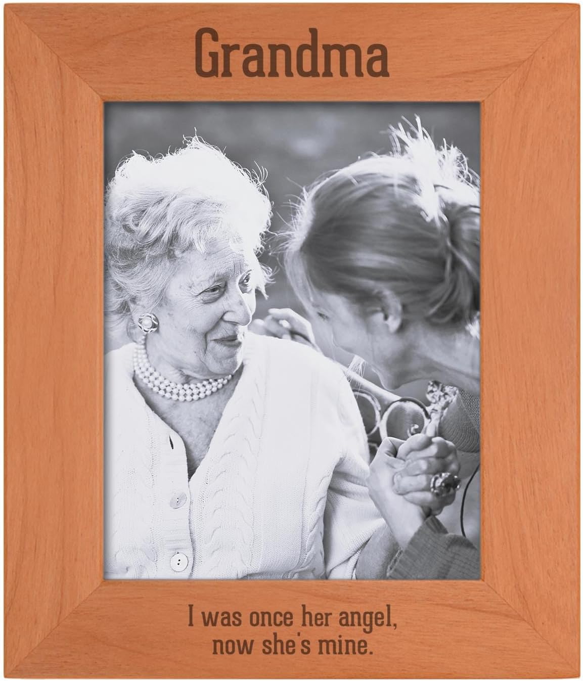 ThisWear Sentimental Photo Frame Grandma I Was Once Her Angel Now She's Mine Wood Engraved 8x10 Portrait Picture Frame