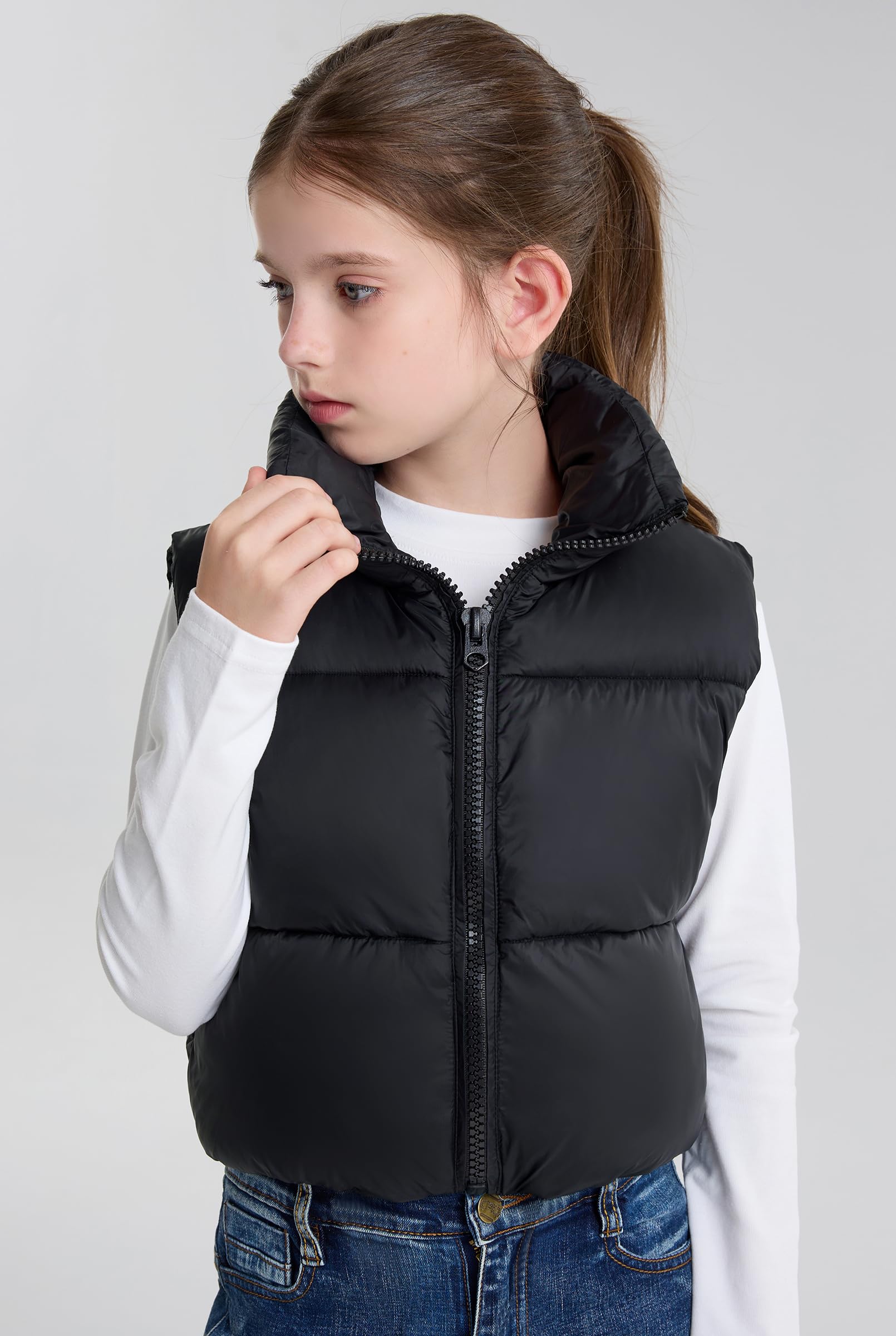 maoo garden Gilet Matelassé D'hiver Pour Filles En Court Tronqué Léger Résistant À L'eau Pour Jeunes Filles Sans Manches