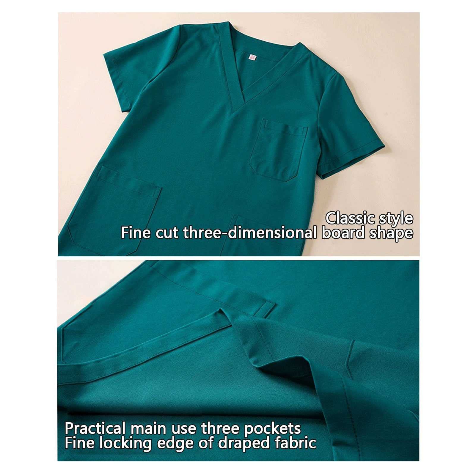 Uniformes Sanitario Mujer Hombre Médico, Enfermería Casaca y Pantalones con elástico y cordón en la cintura, Enfermera
