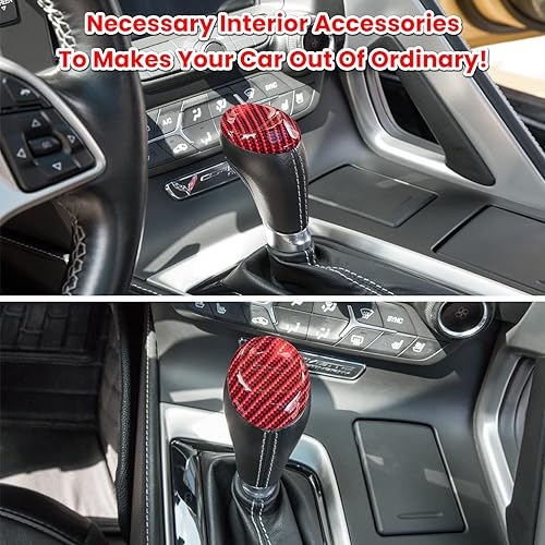 Miniatura 3 de Pomo de palanca de cambios de fibra de carbono para Chevrolet Corvette C7 Z06 Z51 ZR1 Stingray Grand Sport 2014 2015 2016 2017 2018 2019 Interior