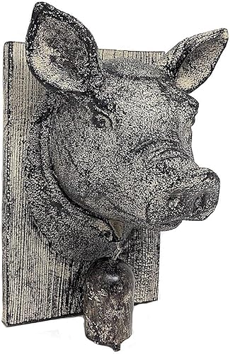 Miniatura 1 de STC World Escultura decorativa de pared pequeña con cabeza de cerdo, decoración de granja, granja, granja, vida campestre, arte de pared colgante de
