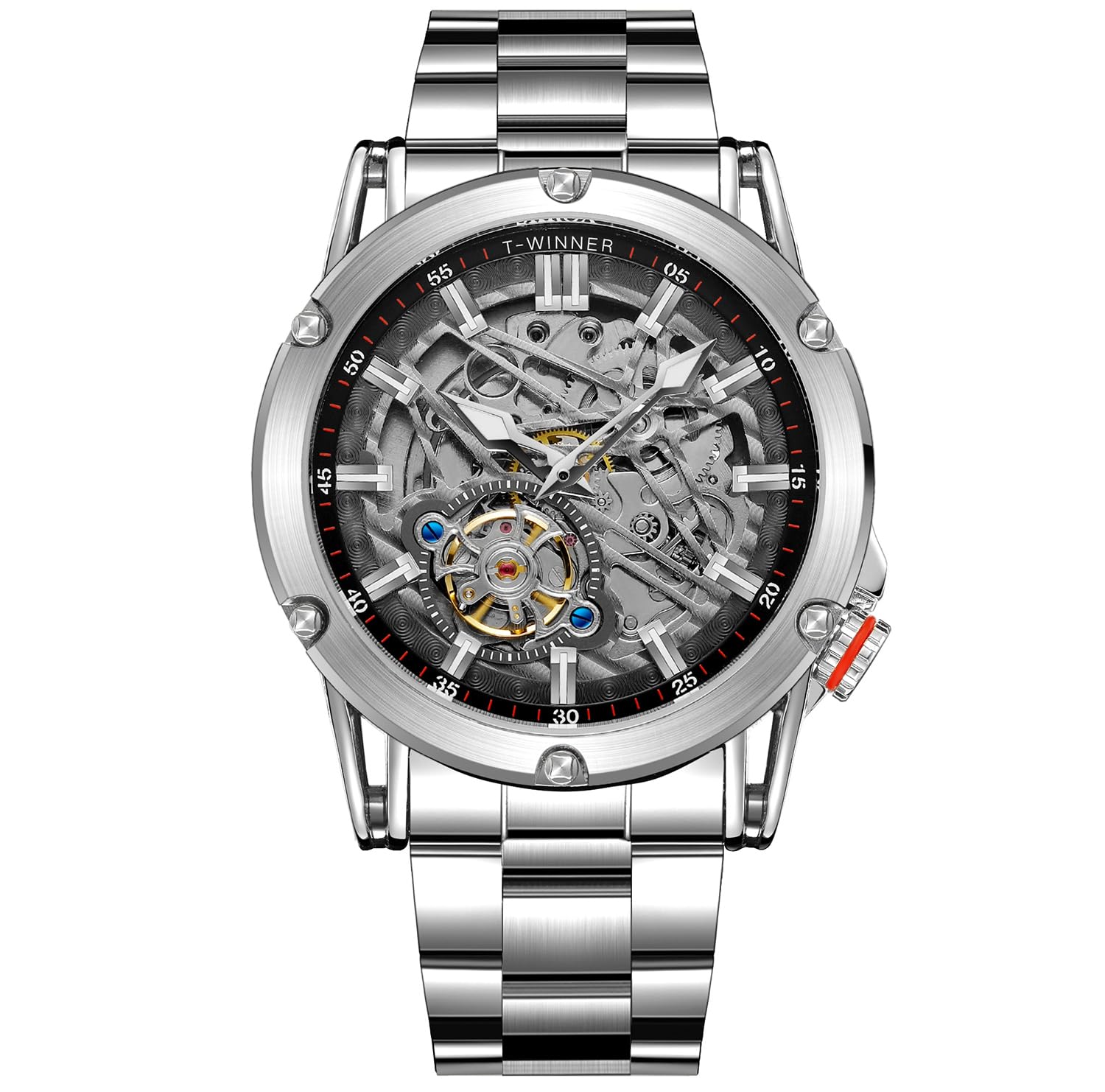 Herren-Armbanduhr, wasserdicht, großes Zifferblatt, automatisch, starkes Tourbillon-Skelett, selbstaufziehend