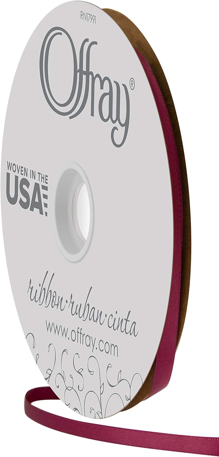 Offray 1/4" Wide Double Face Satin Ribbon, 100 Yards, Yellow Gold