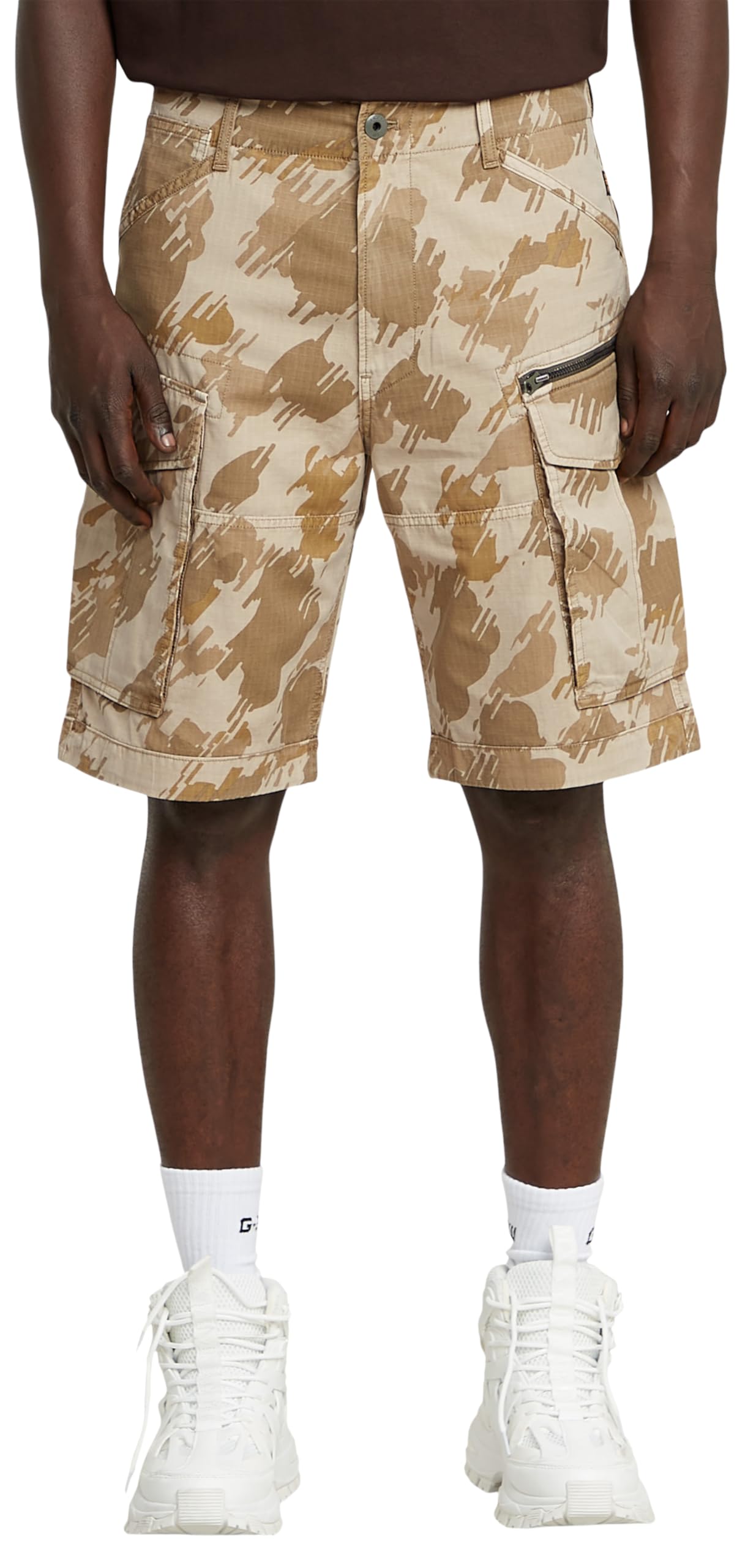 G-Star Men's Rovic Zip Relaxed Shorts, Multicolour (dk brick gd glitch beach camo D08566-D955-H174), 36