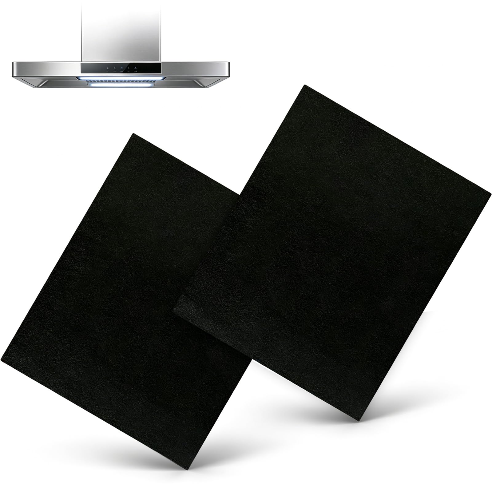 Flhlxzm Black 2Pcs Premium Carbon Cooker Hood Filter, 57×47Cm Flame-Resistant Charcoal Filter Universal Extractor Fan Filter For Kitchen Odor & Grease Trap
