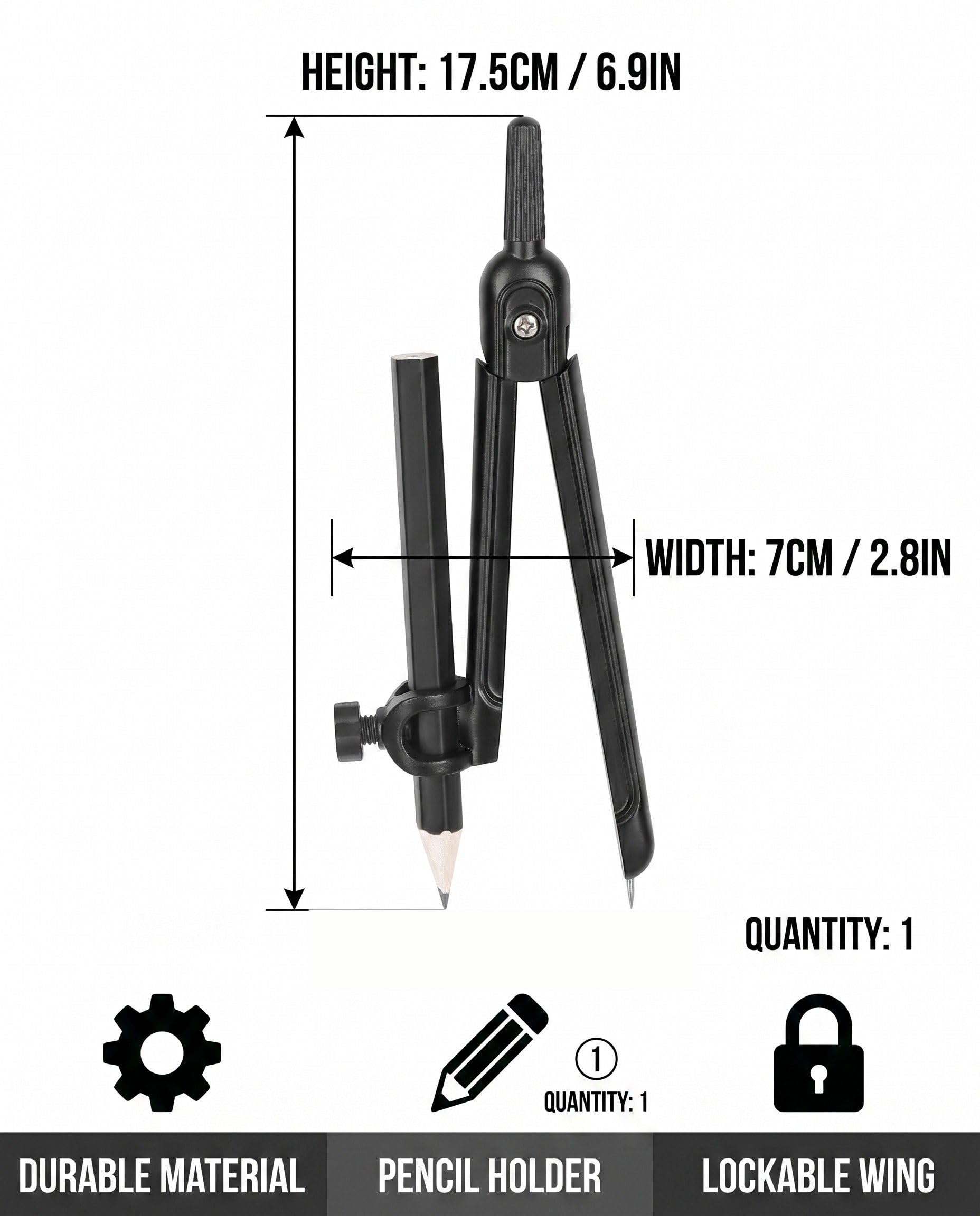 Compas de Dibujo Tecnico Profesional para Lapiz y Rotulador Compas de Precision Ajustable para Geometria Matematicas y Estudiantes Compas Escolar Plastico para Dibujo Arquitectura y Oficina