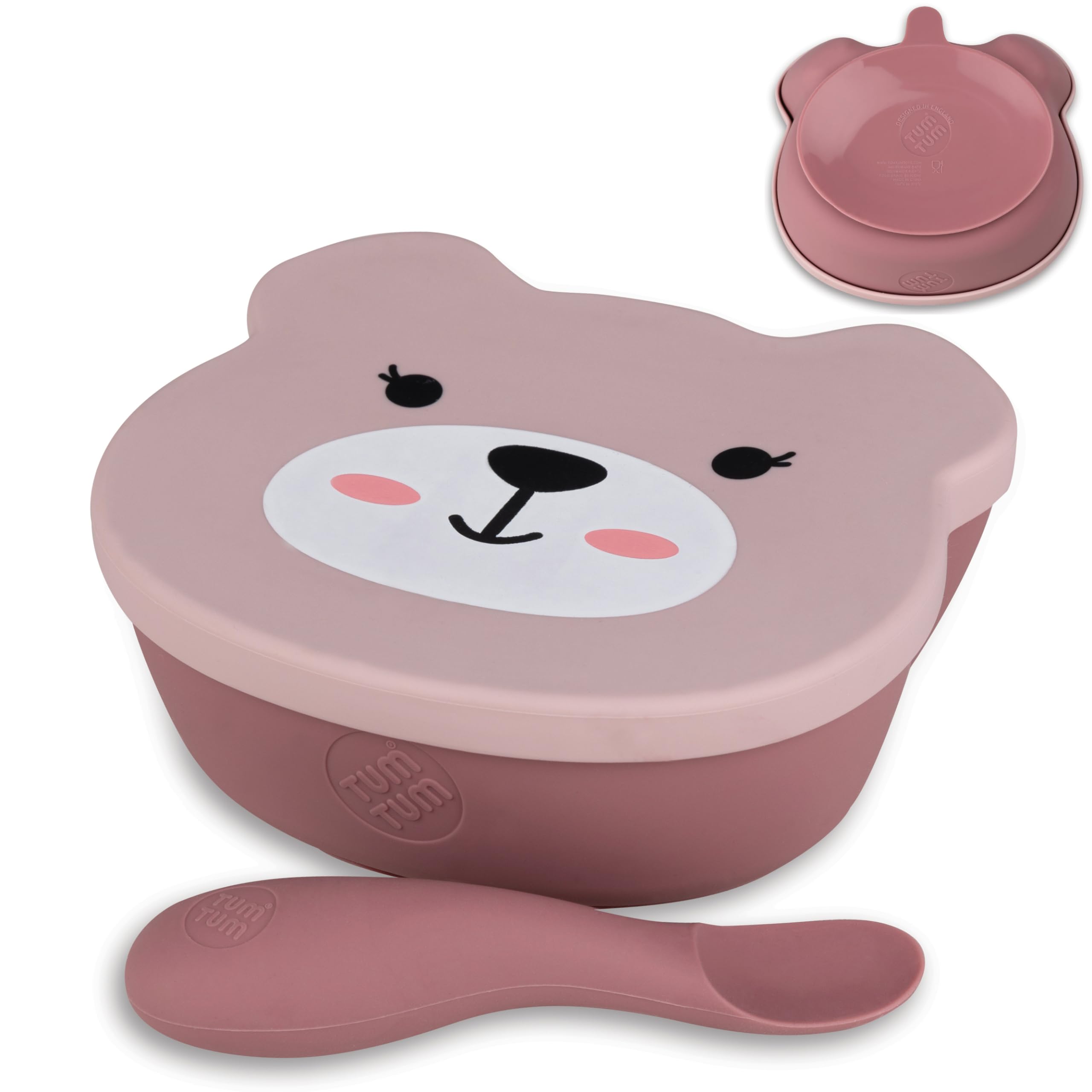TUM TUM Suction Bowl for Baby, Toddler Bowl with Lid & Spoon, for Babies & Toddlers 6 Months+, BPA Free Silicone Baby Feeding Set, Microwave/
