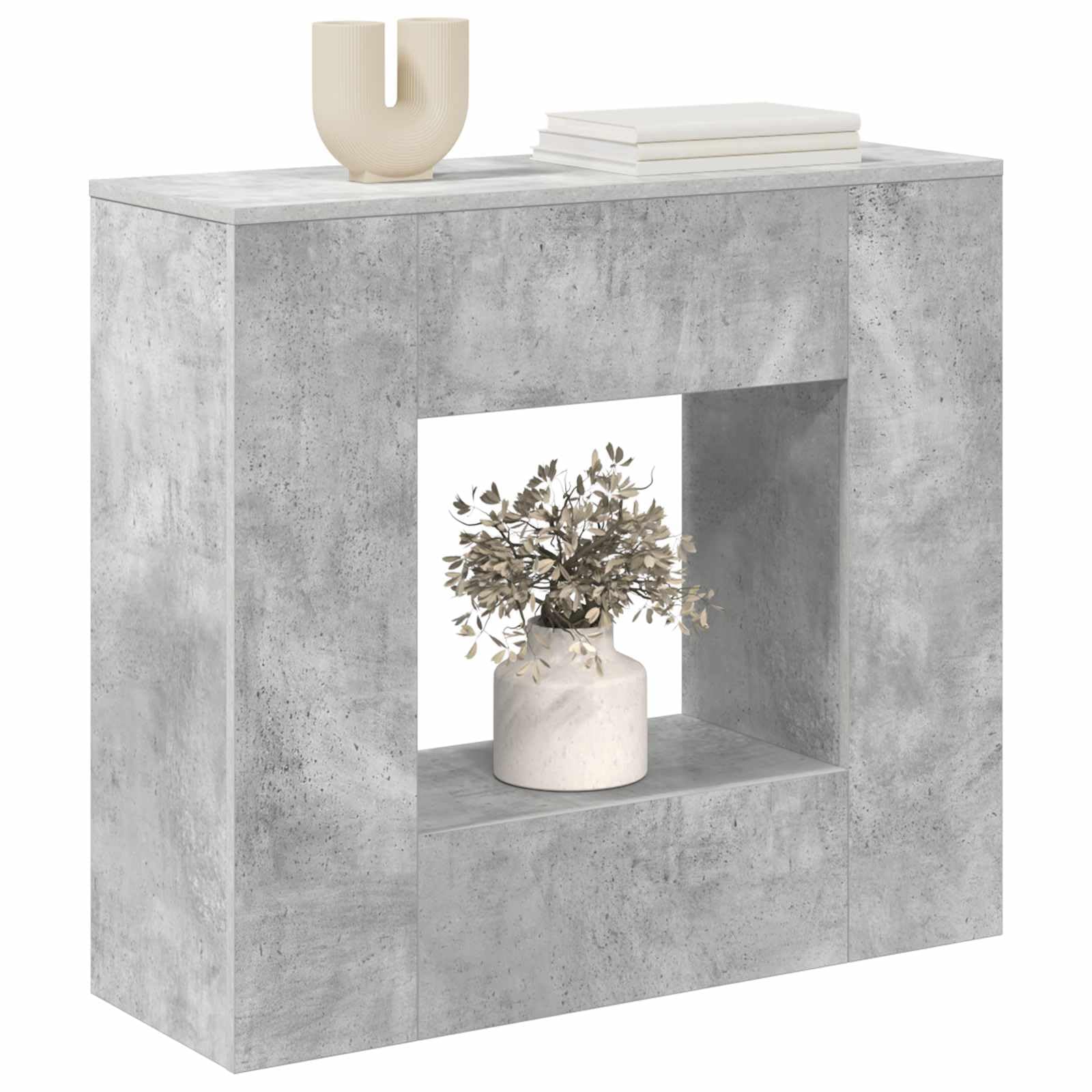Tavolo consolle grigio cemento, 82 x 29 x 74 cm, in legno con cassetto e ripiano, tavolino sottile per corridoio, soggiorno, camera da letto, moderno tavolo da parete con spazio e ripiano
