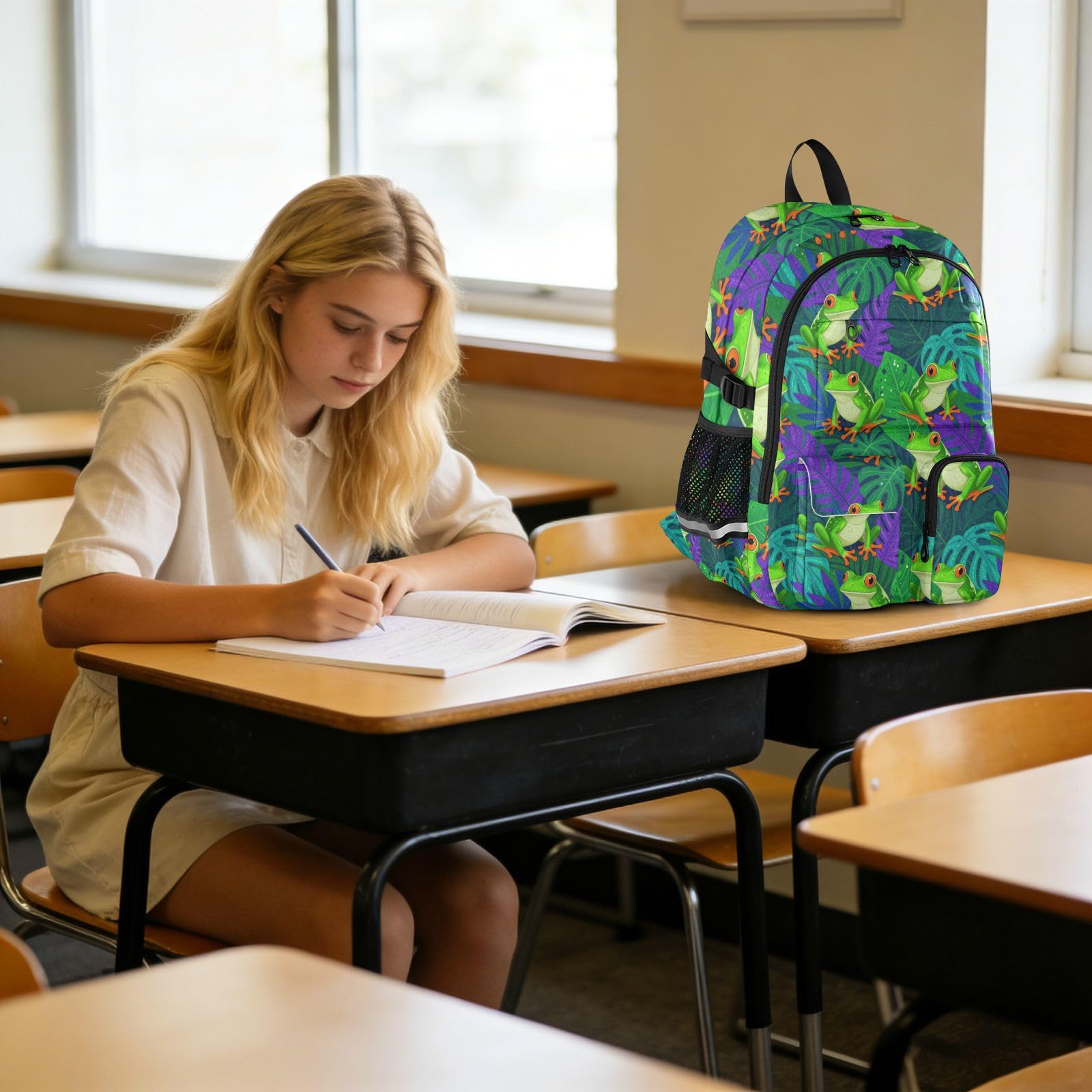 Podróżny plecak na laptopa dla kobiet malowane żaby drzewne lato fioletowy szkoła torba na książki dla nastolatków chłopców 44.5 cm plecak na laptopa torba biurowy plecak