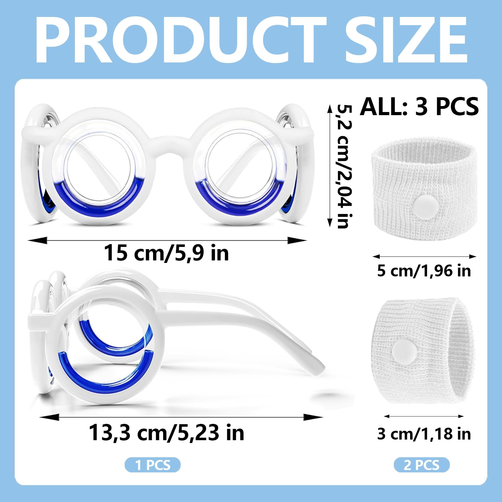 lankai 3 Piezas Anteojos Antimareos Set, Anteojos Portátiles Para Aliviar Las Náuseas, Pulseras Antimareo Niños Y Adulto, Aliviar El Mareo, Con Pulsera De Acupresión Contra Náuseas, Para Mareos