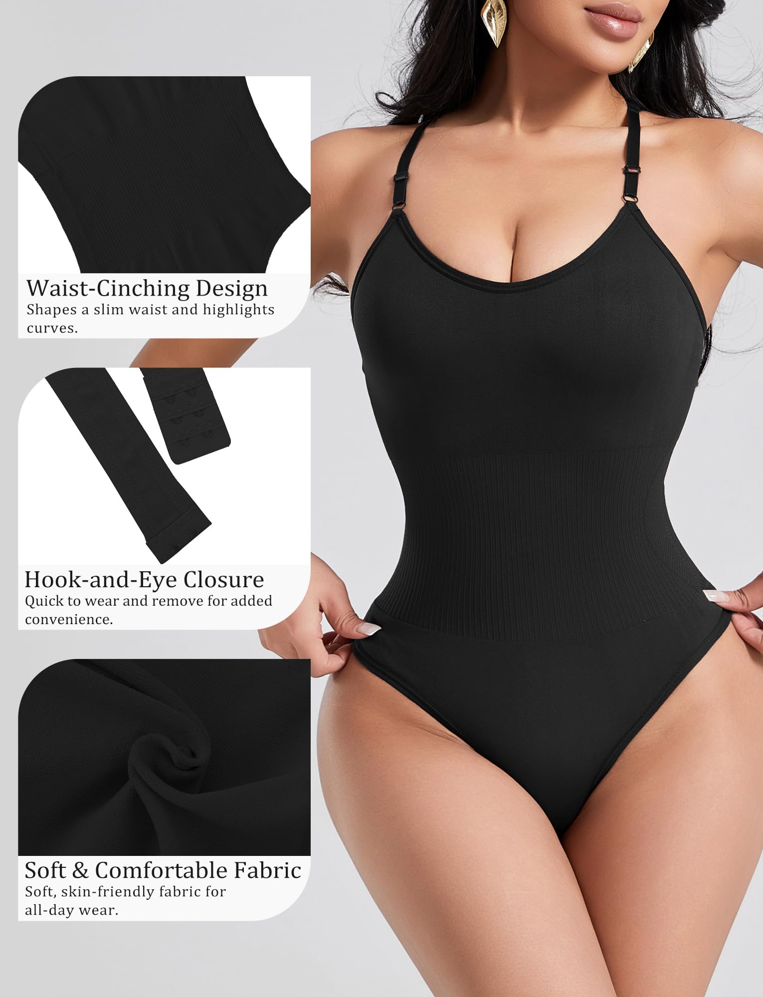 AIEOE Body moldeador para mujer, con control de abdomen, pantalones cortos moldeadores sin costuras, camiseta sin mangas, tanga, una pieza