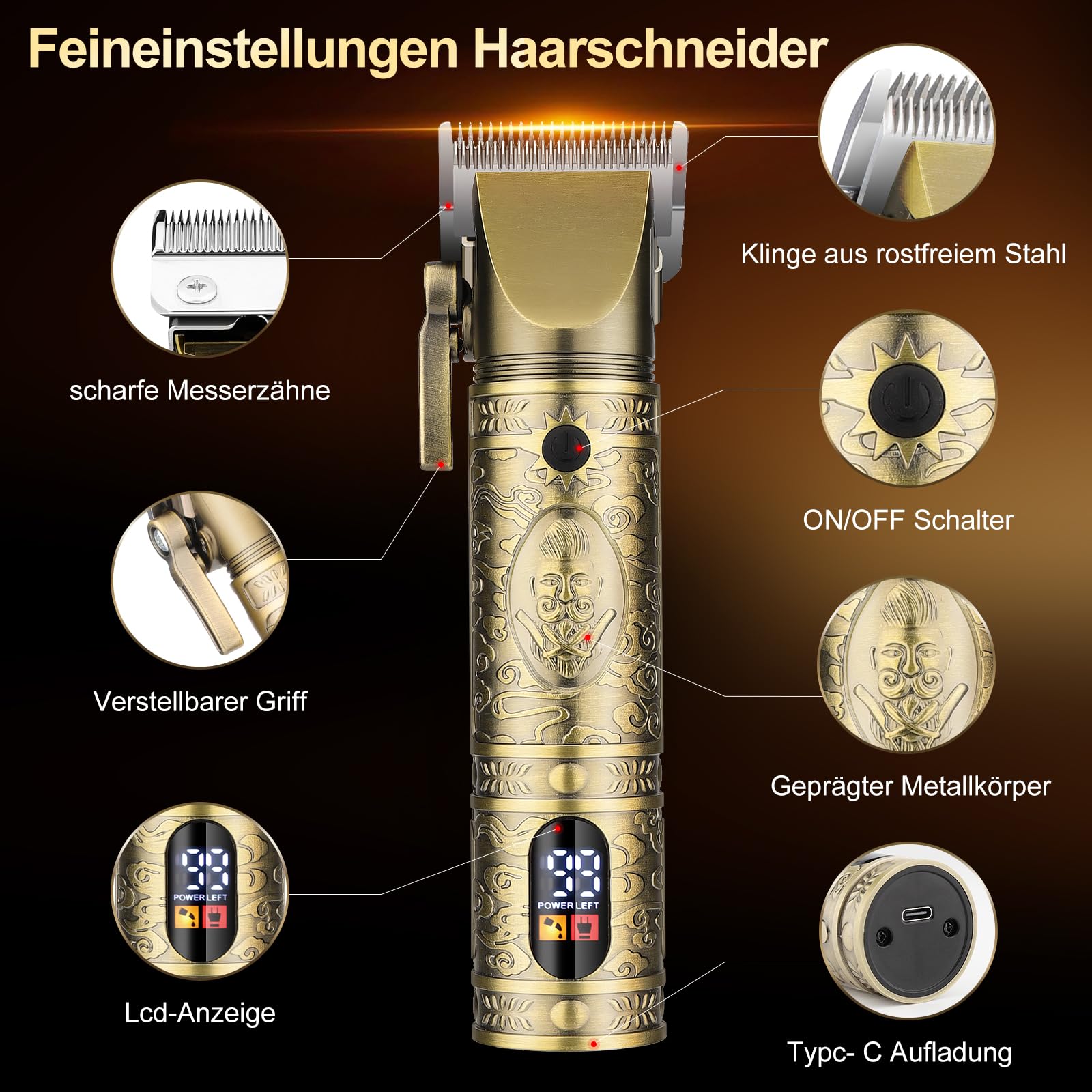 Suttik professioneller Haarschneider Trimmer Set für Männer Elektrischer Rasierapparat Rasierer Kabelloser Haarschnitt Haarschneidemaschine Barttrimmer LCD-Display Herren-Pflegeset Geschenke für ihn