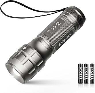 Lighting EVER LED Flashlights High Lumens, Small Flashlight, Waterproof, Adjustable Focus Flash Light for Outdoor, Emergency, AAA Batteries Included