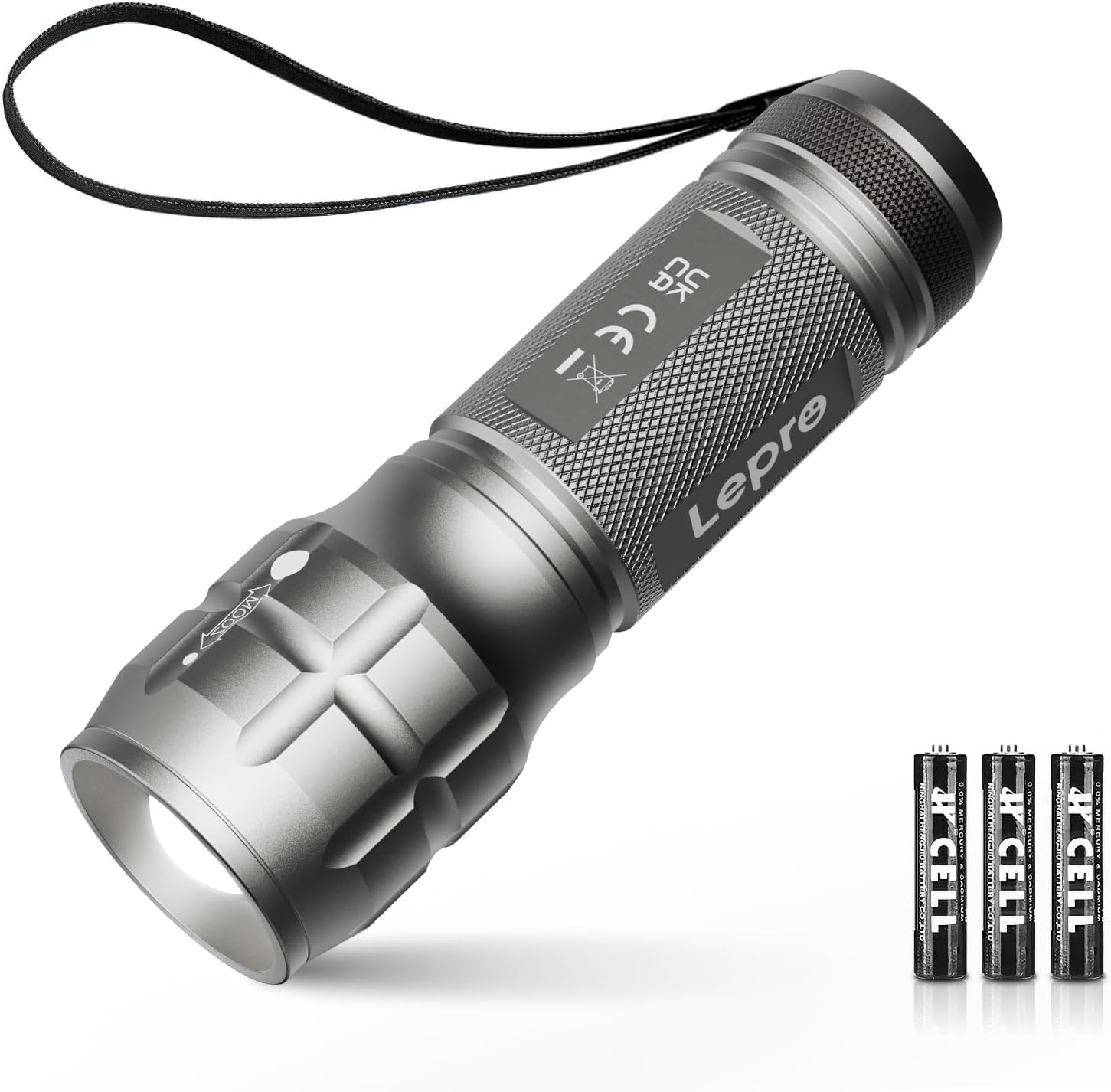 Lighting EVER LED Flashlights High Lumens, Small Flashlight, Waterproof, Adjustable Focus Flash Light for Outdoor, Emergency, AAA Batteries Included