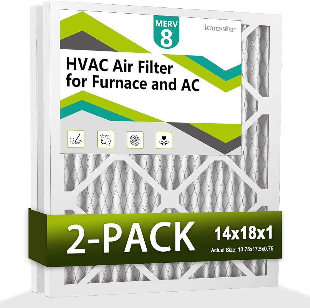 14x18x1 Air Filter MERV 8 (2-Pack), HVAC/Furnace AC Filter Replacement, Dust Defense–Comparable with MPR 600 & FPR 5 (Actual 13.75x17.75x0.75) — 사진 1